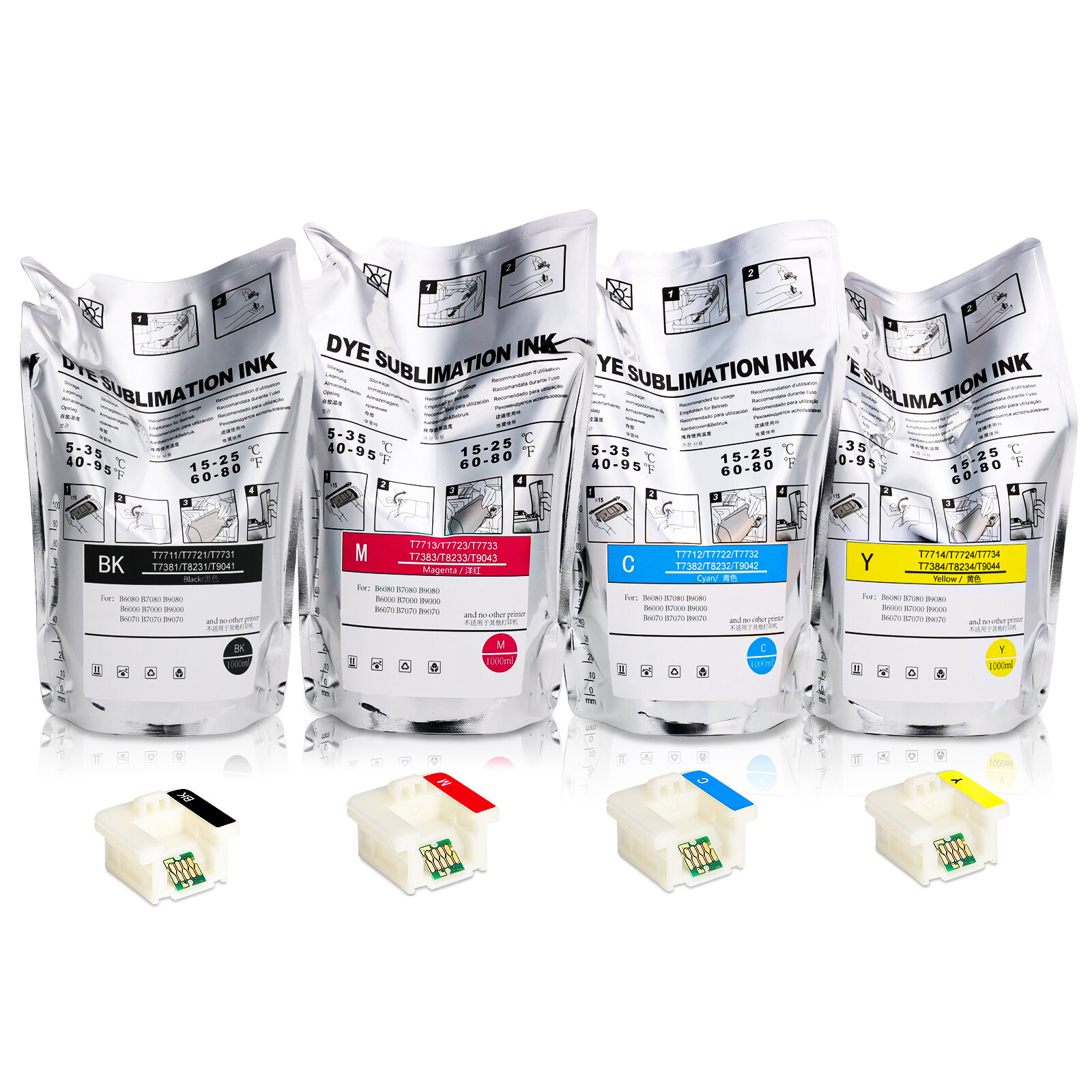 4 Colors With One Time Use Chip For EPSON B6080 B7080 B9080 Printers