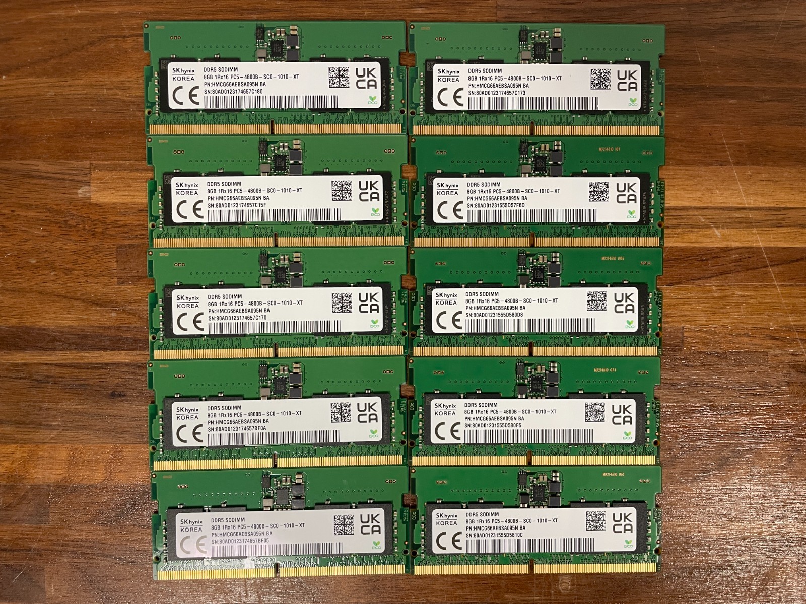 Lot of 10 SK hynix 8GB PC5 4800B DDR5 SODIMM Memory