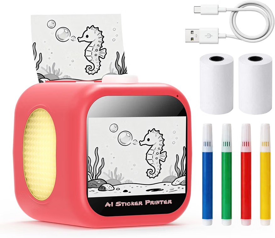 Kids AI Voice Sticker Printer Box Toy No Phone App Needed Power on & Print