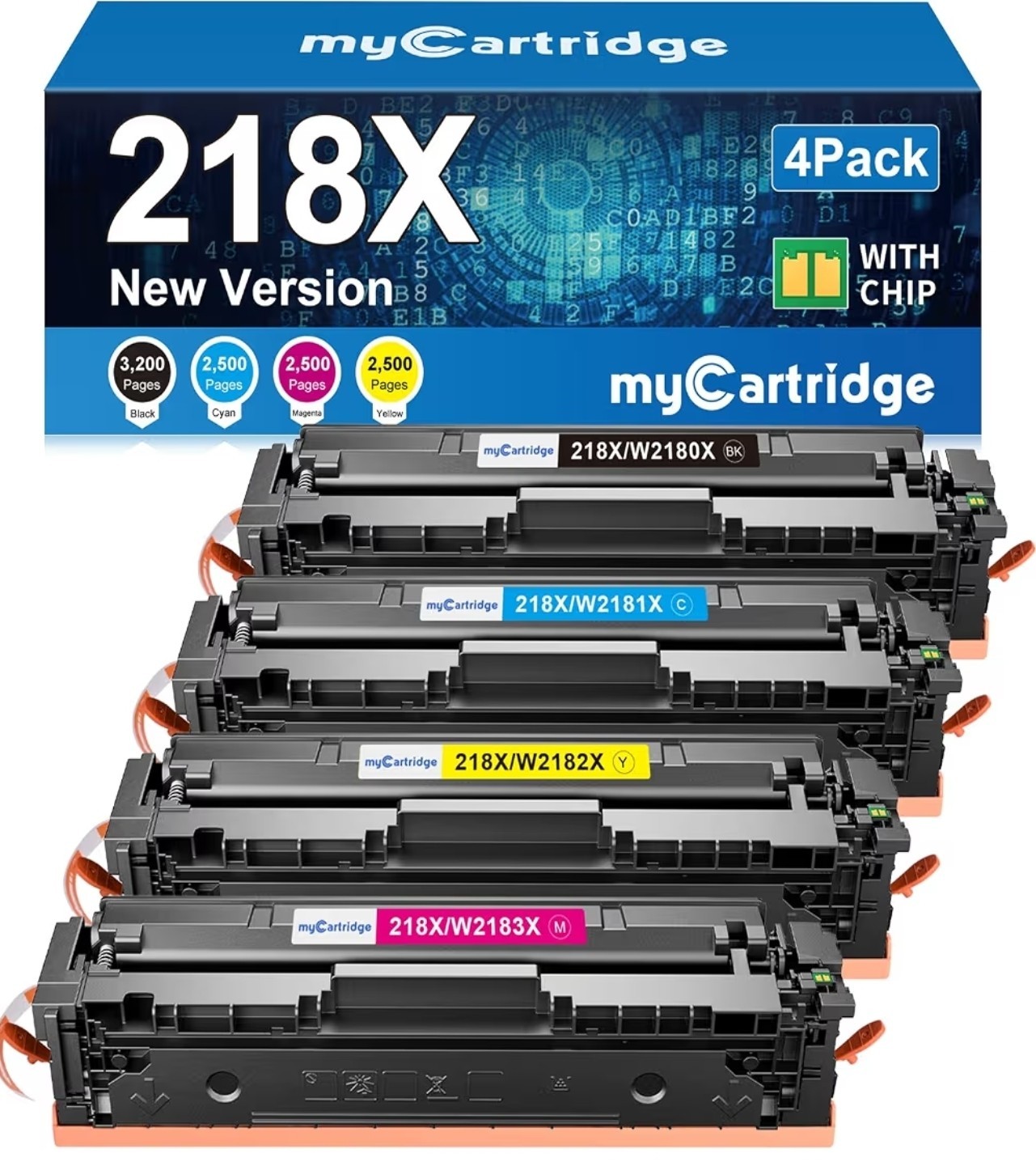 myCartridge 218X Compatible Toner 4-Pack w/ Chip BK/C/Y/M for HP CLJ Pro