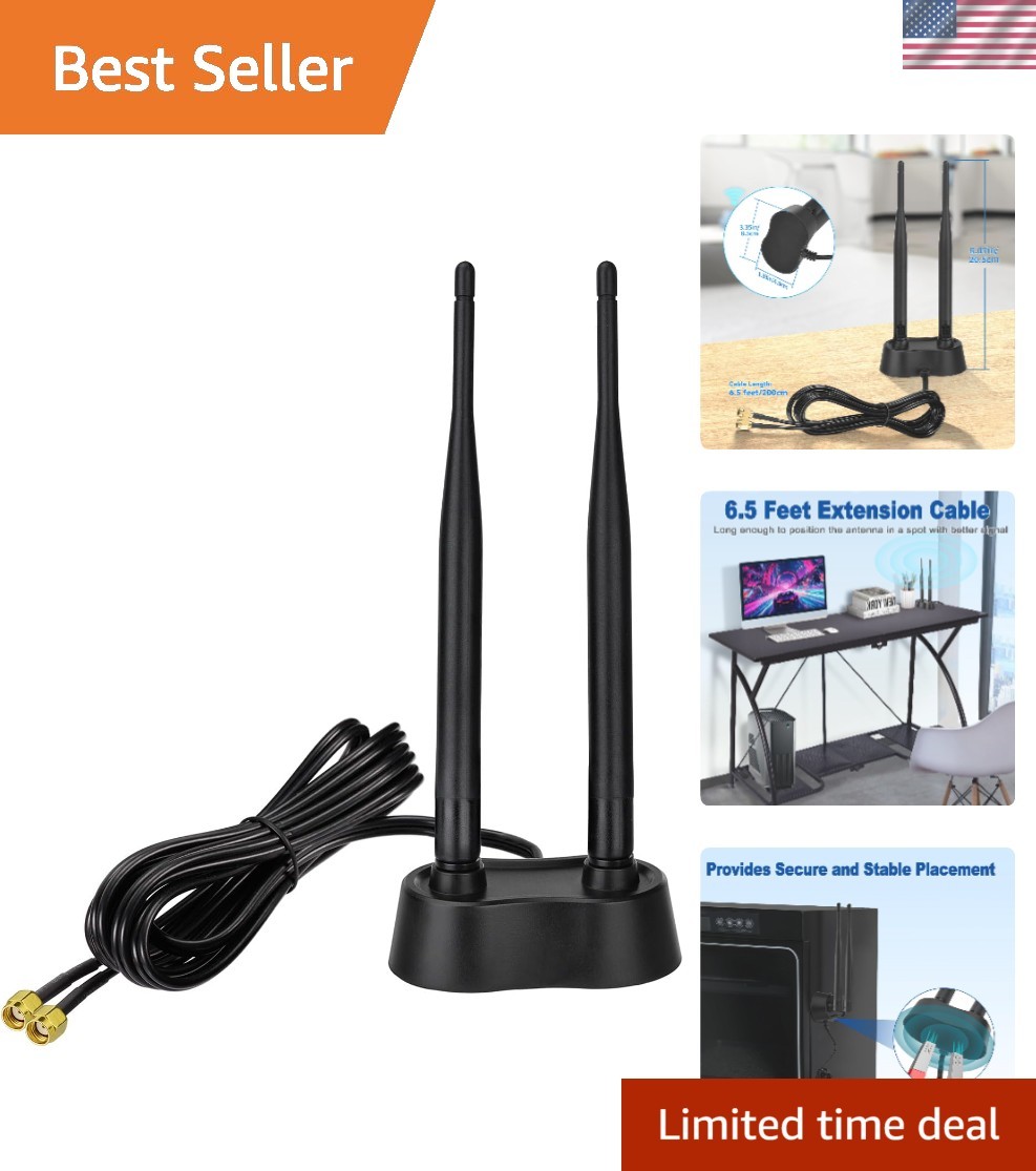 Versatile 9dBi Dual Band WiFi Antenna - Magnetic Base & Bluetooth Range Extender