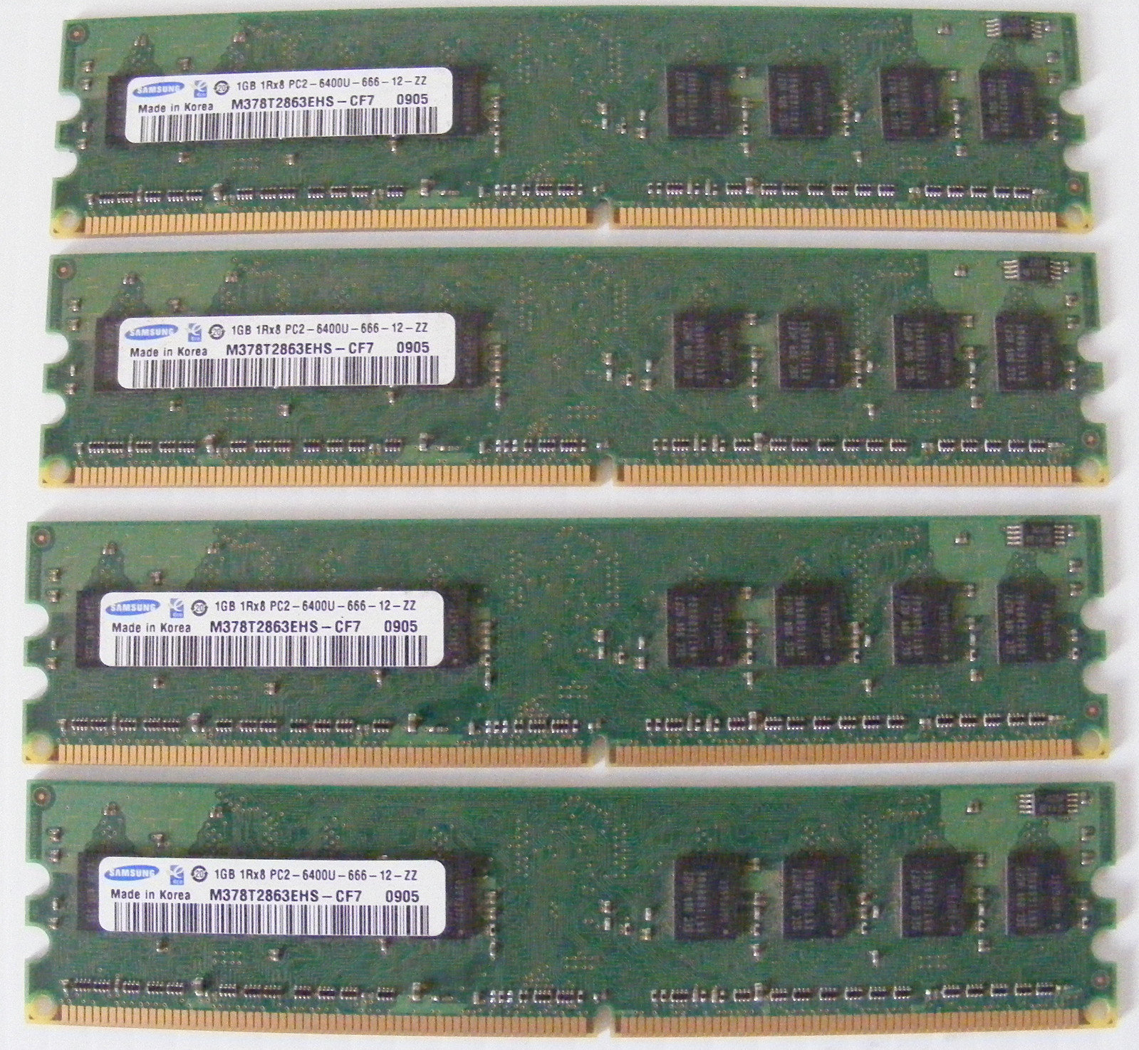 Lot of 4 Samsung M378T2863EHS-CF7 Total 4GB (4x1GB) DDR2 SDRAM Memory