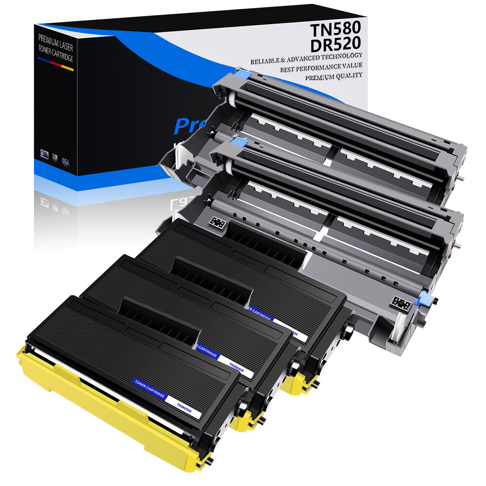 3x TN580 Toner + 2x DR520 Drum for Brother MFC-8460N MFC-8470DN HL-5200 HL-5240