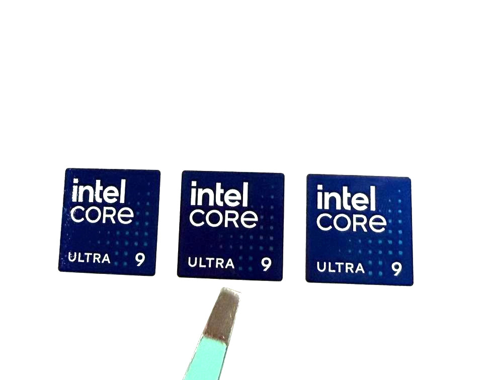 3x Intel Core Ultra 9  Sticker Label Decal 18mm x 18mm
