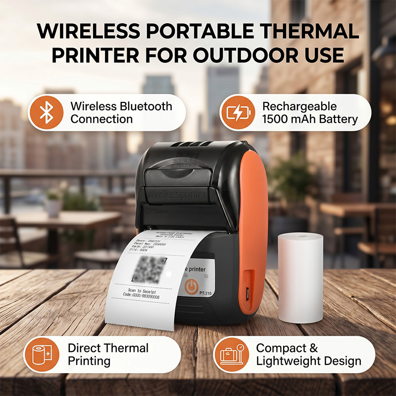 GOOJPRT 58mm Portable BT Thermal Receipt Printer Handheld POS for Stores E7G1