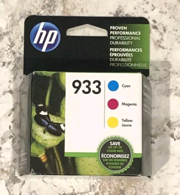 HP N9H56FN 933 Cyan, Magenta and Yellow Ink Cartridges - New In Box Exp 01- 2020