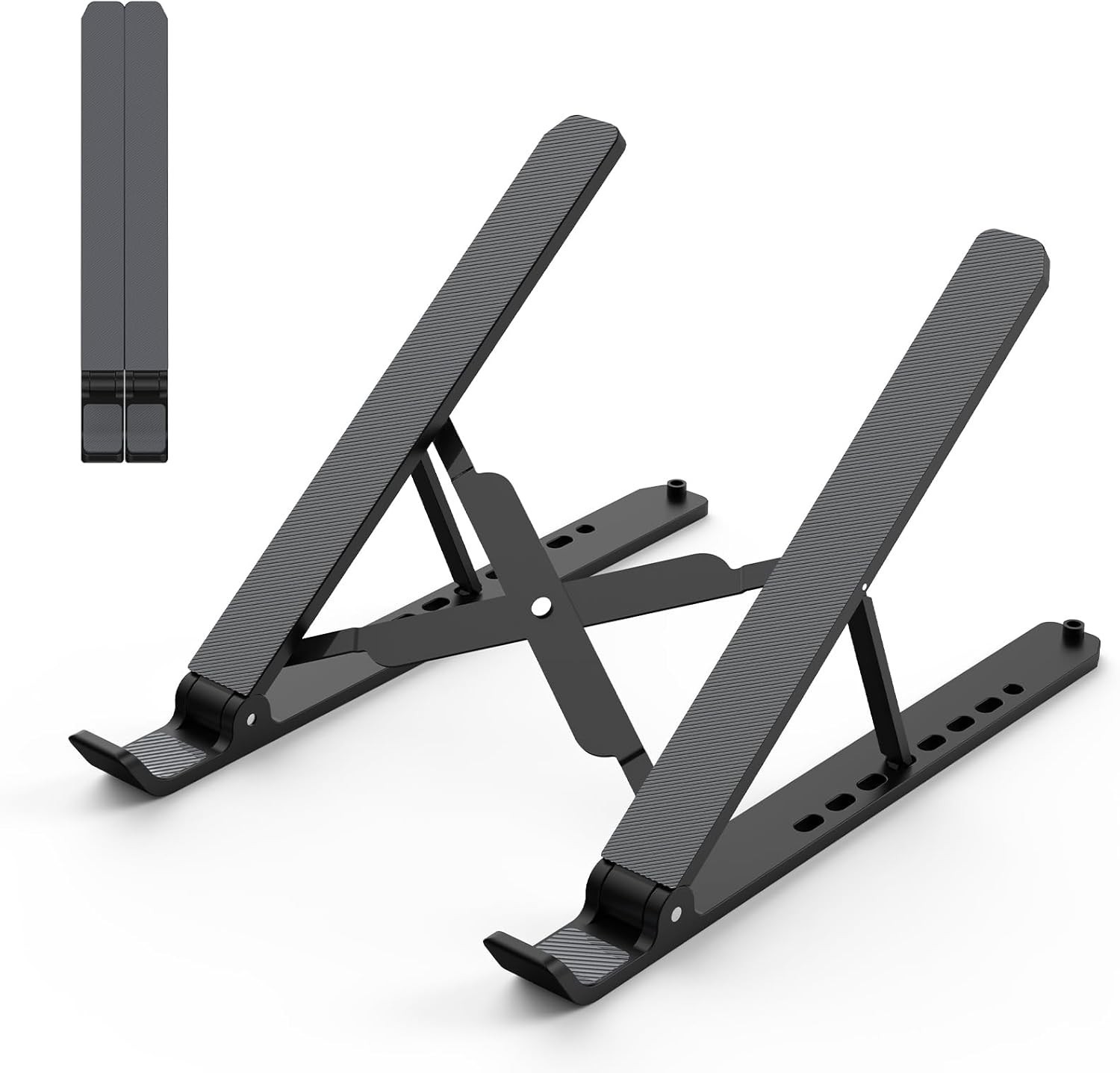 Tonmom Laptop Stand for Desk, Adjustable Riser ABS+Silicone Black 