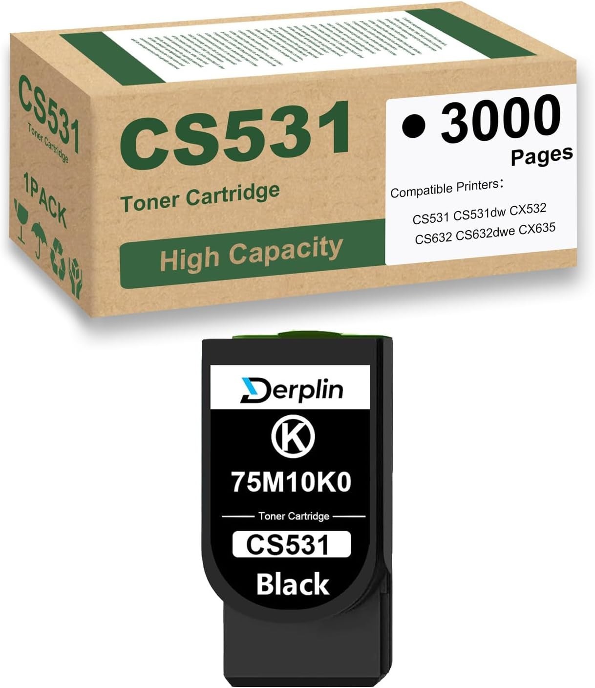 75M10K0 Black Toner Cartridge Compatible Lexmark CS531 CS632 CX532 CX635 w/ Chip