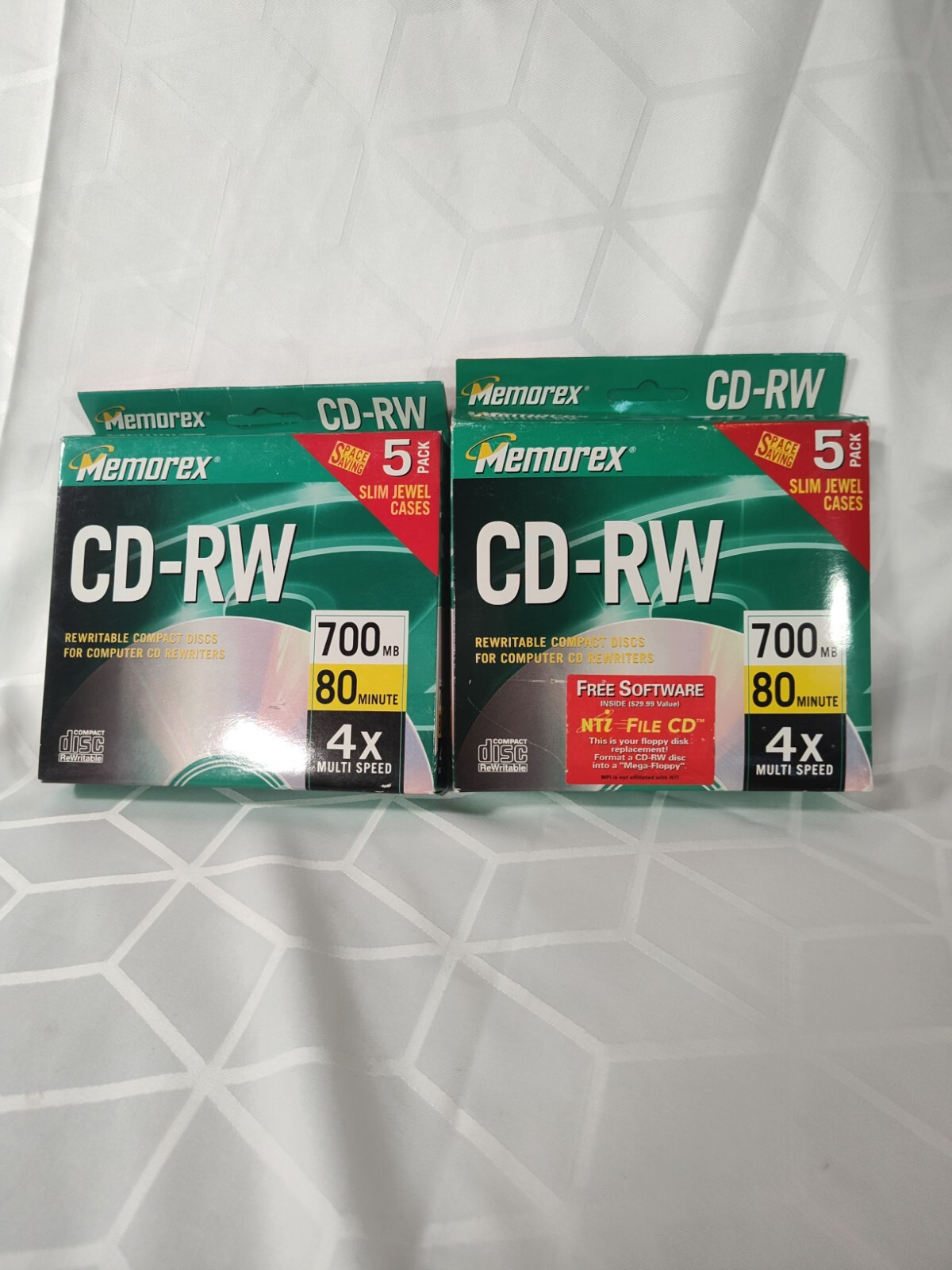 Blank CD MEMOREX 7 90 Mins CD-RW Rewritable Media TWO 5-packs NEW & Damaged Box 
