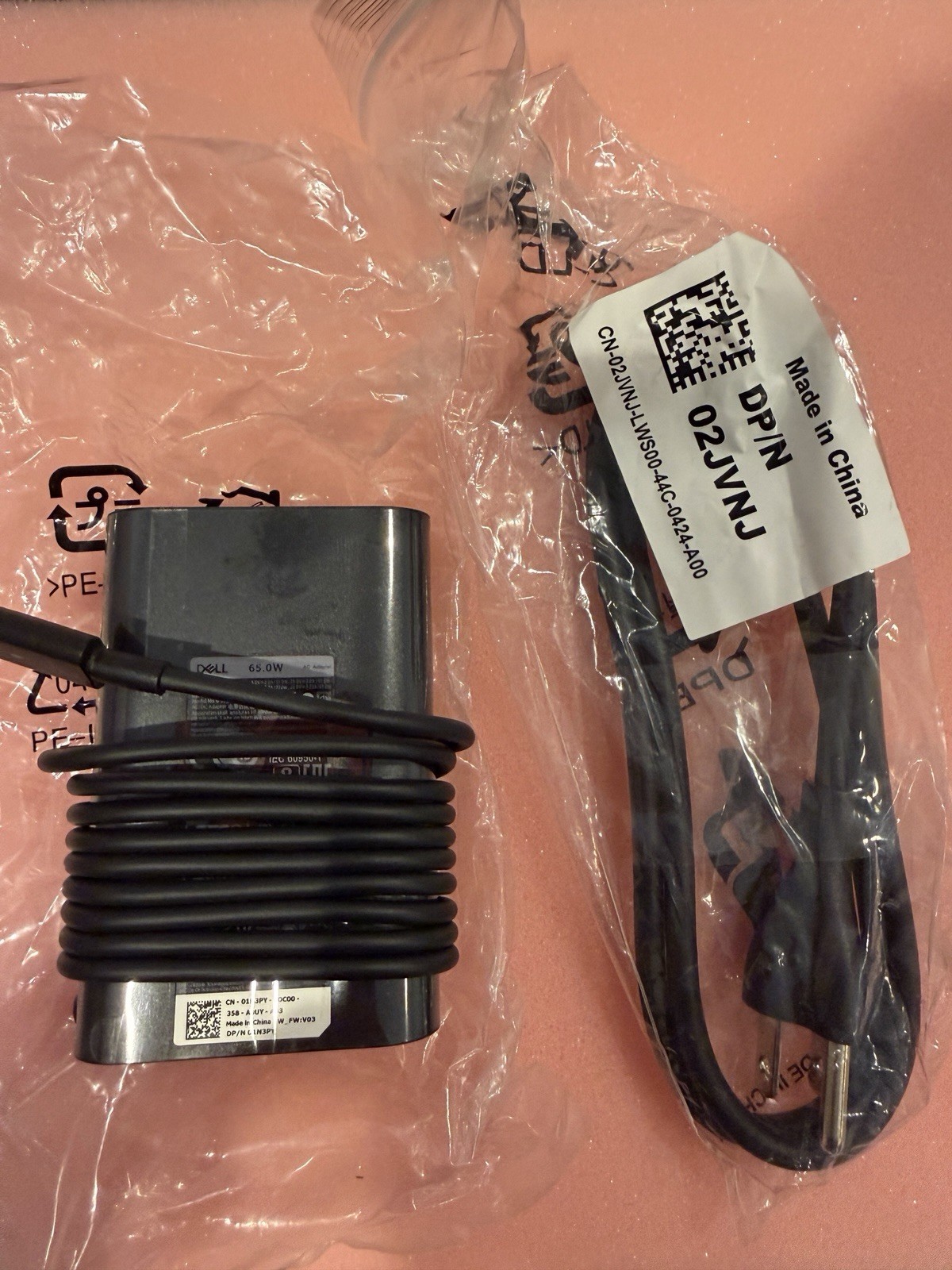 New Dell USB-C 65W Type C AC Adapter M1WCF 1N3PY HA65NM170 1 Year Warranty