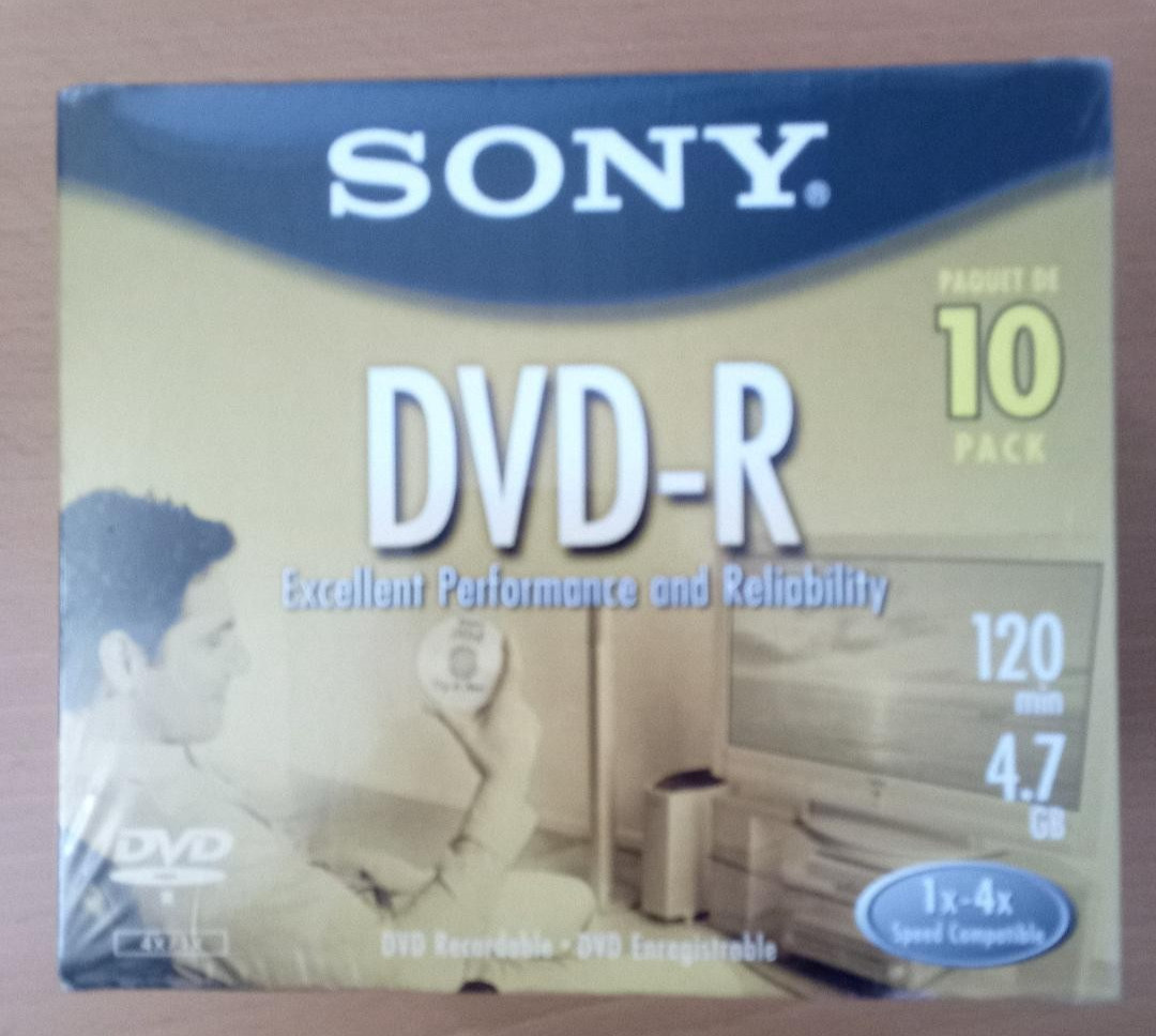 Sony DVD-R 8x 4.7GB 120 Minute Blank Disc 10-Pack New Sealed