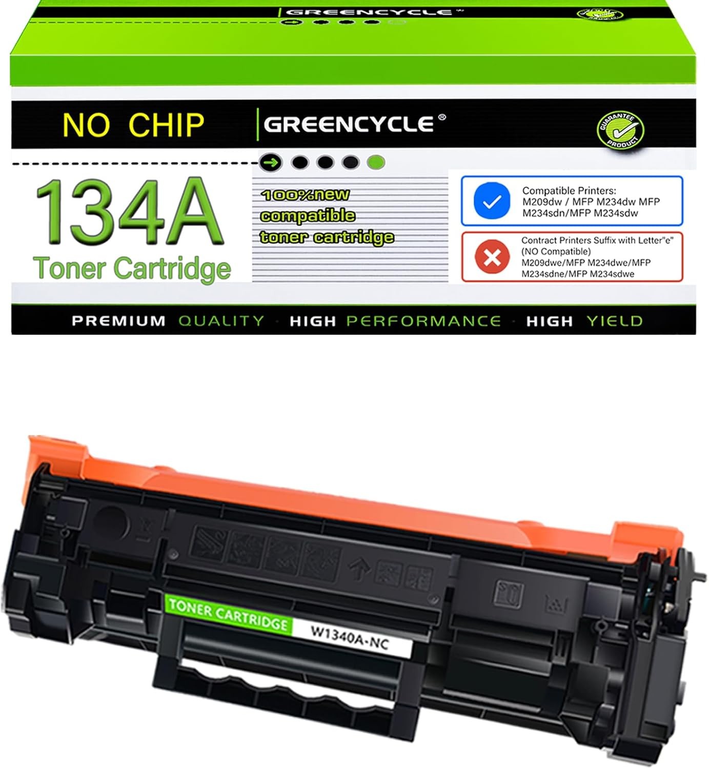 GREENCYCLE 1PK Compatible W1340A Toner With HP 134A M209dw MFP M234dwe No Chip