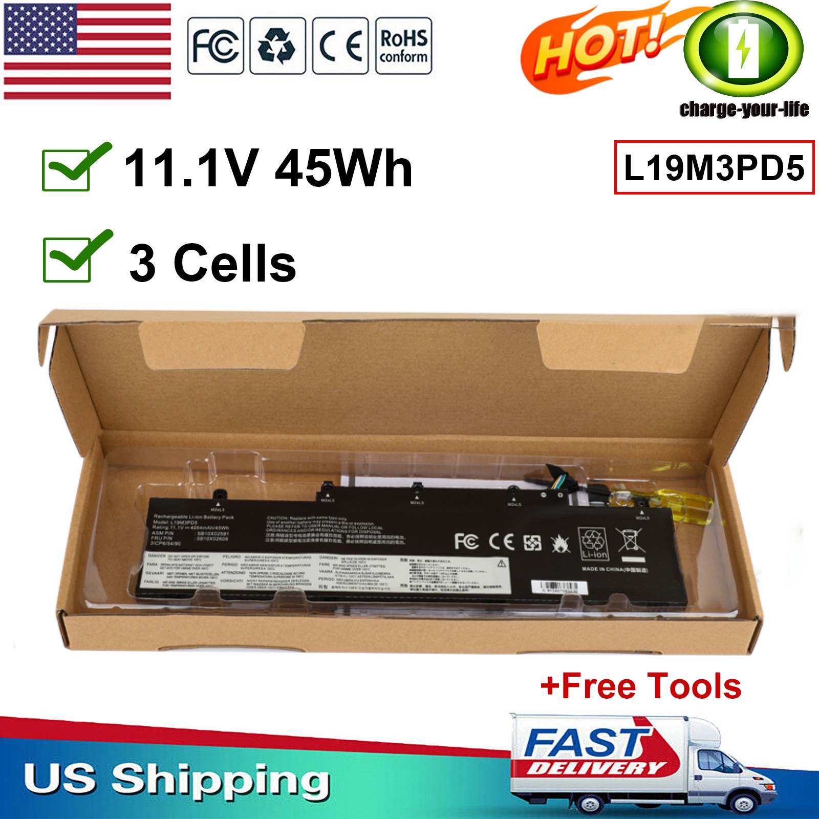 ✅L19C3PD5 Battery for Lenovo ThinkPad E14 E15 2nd 3rd 4th Gen L19M3PD5 L19L3PD5