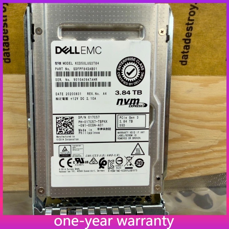 Dell 017C57 17C57 3.84TB PCIe NVMe Read Intensive U.2 2.5in SSD KCD5XLUG3T84 New