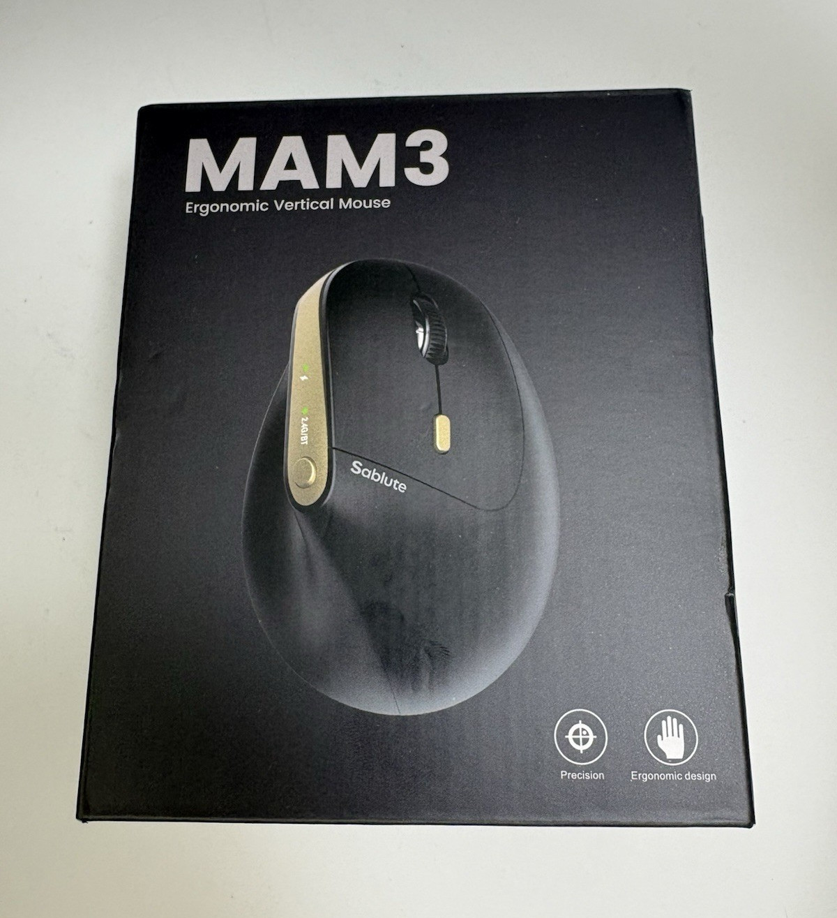 Sablute MAM3 Wireless Optical Vertical Mouse Ergonomic 4-Button 2400 DPI Beige