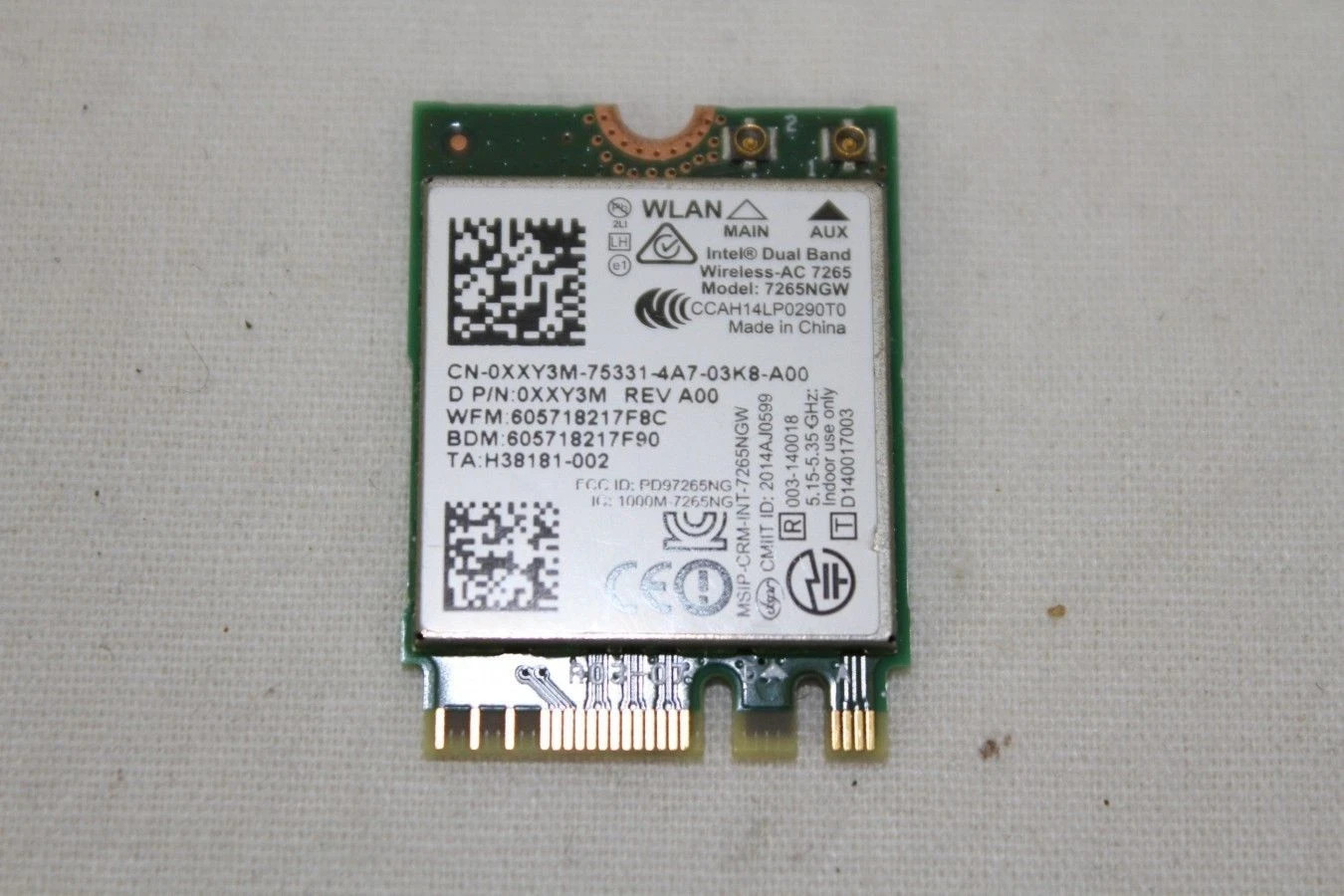 Dell Latitude E5450 Intel Wireless-AC 7265 Duel Band WLAN WiFi+ Bluetooth XXY3M 