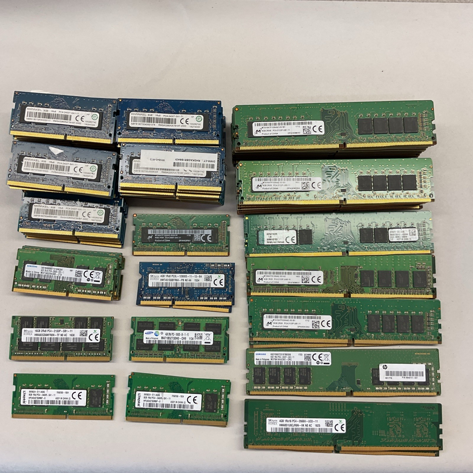 GENUINE LOT OF 85 MIX BRANDS SAMSUNG/RAMAXEL/MICRON/HYNIX 4/8/16GB RAM UNTESTED