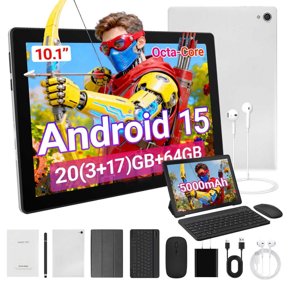 2025 10.1 inch Android 15 Tablets HD Touchscreen Octa-Core 20GB+64GB Dual Camera