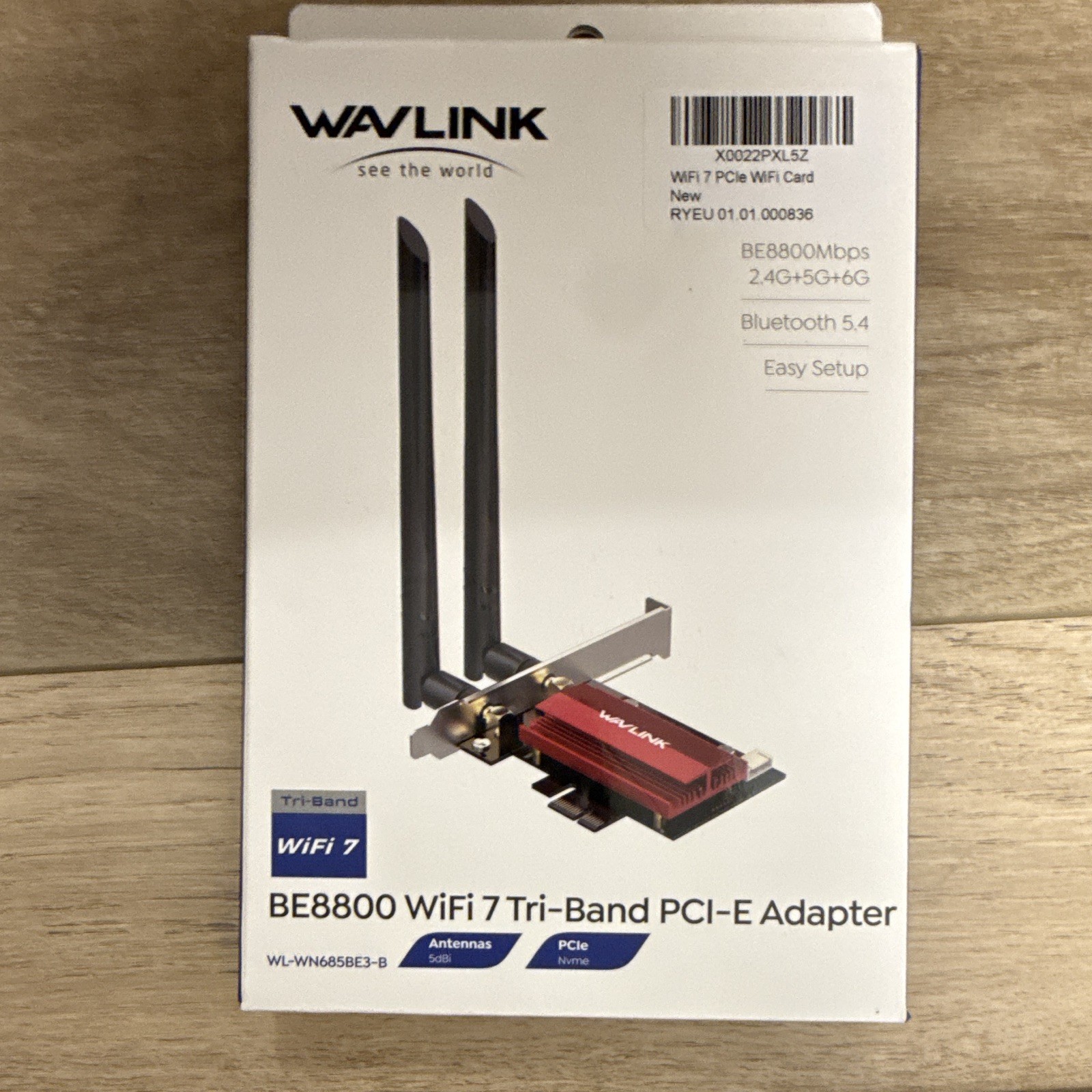 WAVLINK BE8800 WiFi 7 PCIe Adapter Bluetooth 5.4 Tri-Band WL-WN685BE3-B