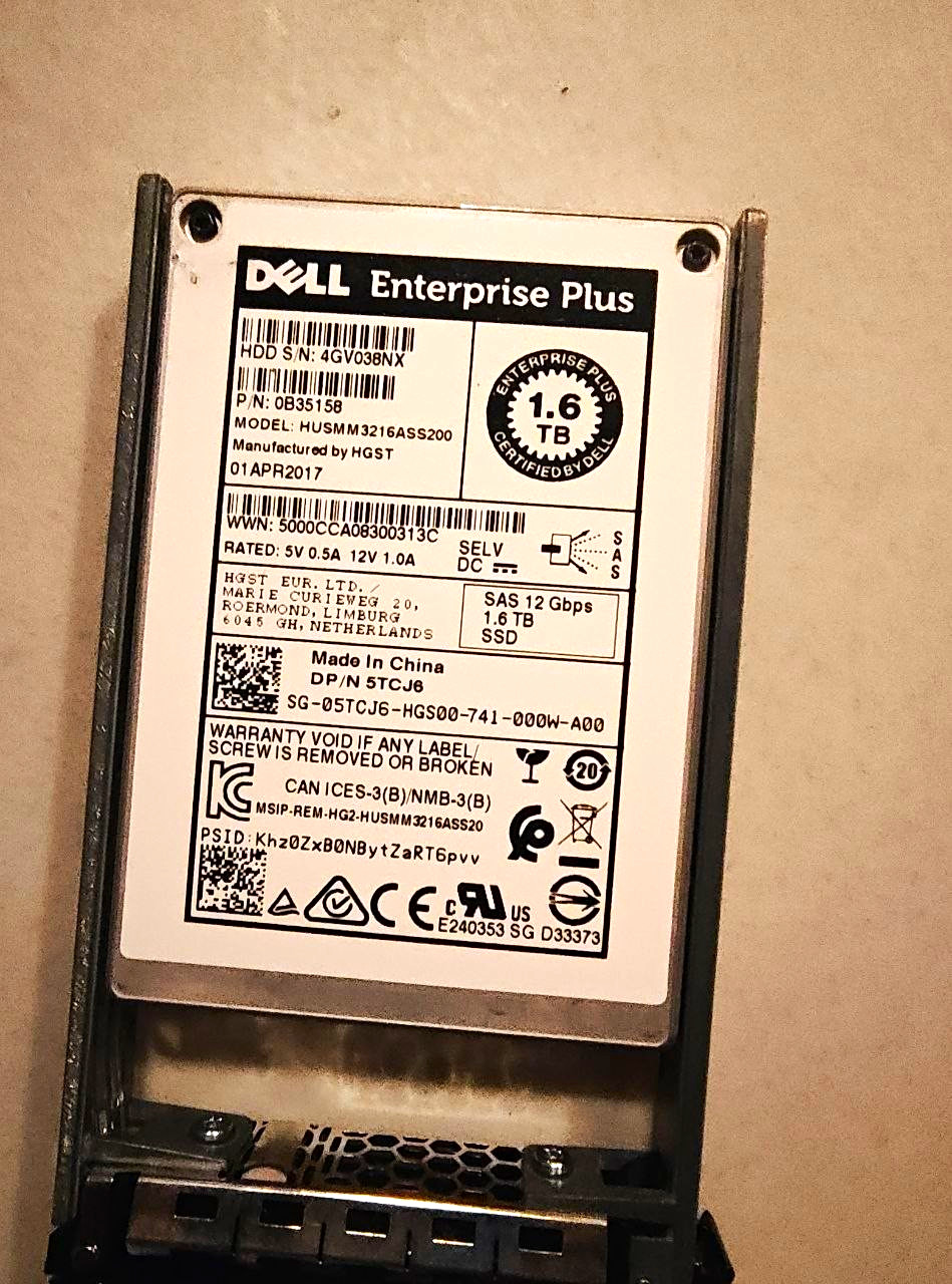 Dell Enterprise Plus 1.6TB Internal SSD 2.5in SAS 12Gbps HUSMM3216ASS200 5TCJ6