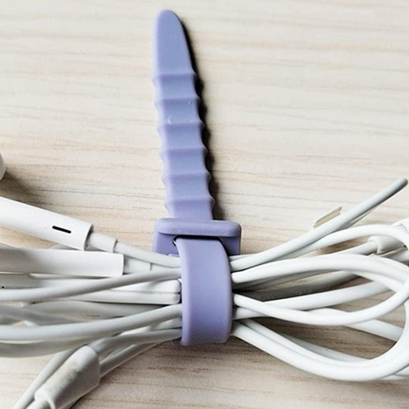 20pcs Straps Reusable Silicone Cable Zip Tie Table Elastic For Wire Management