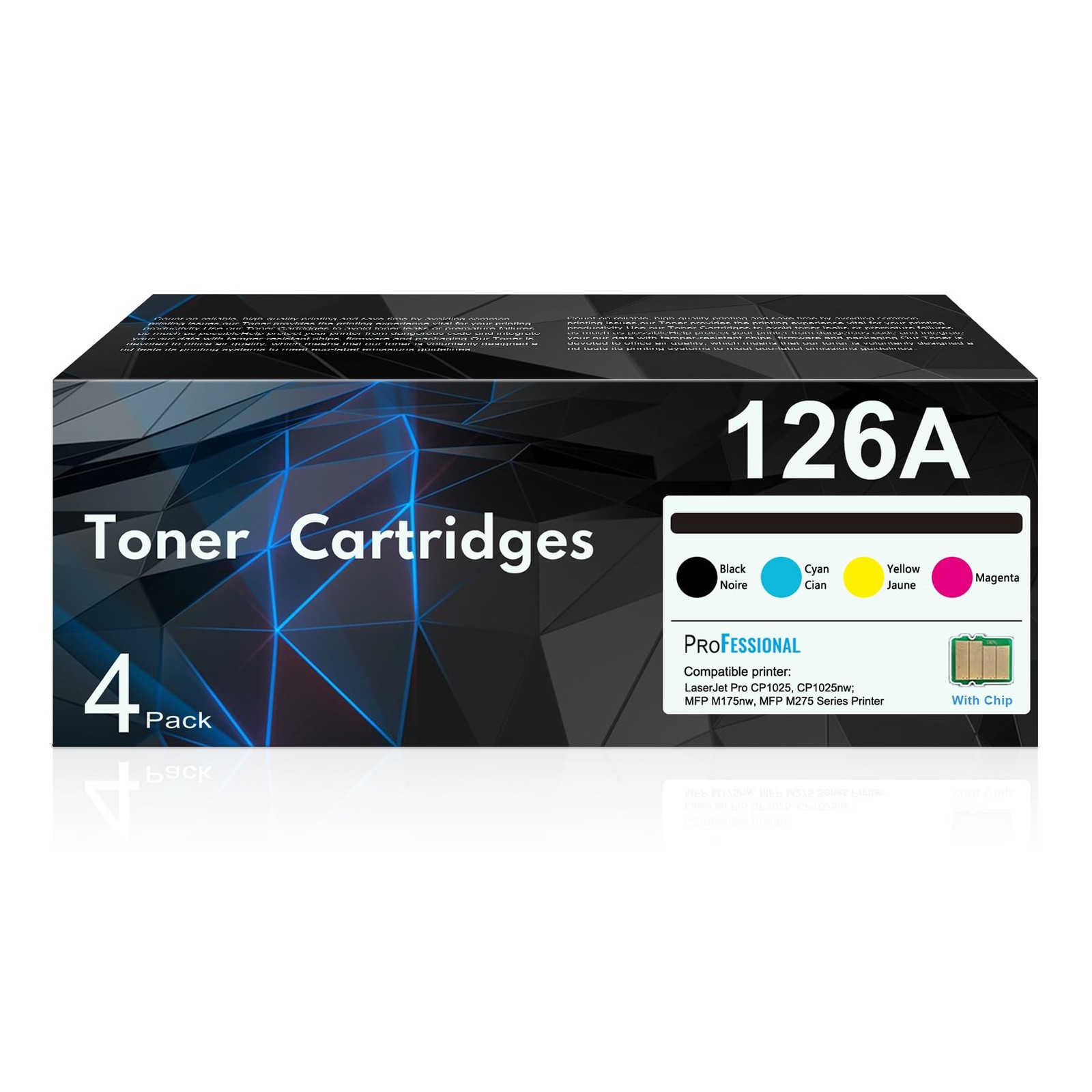 JCTONER 126A Toner Cartridges (4-Pack) CE310A Black, CE311A Cyan, CE312A