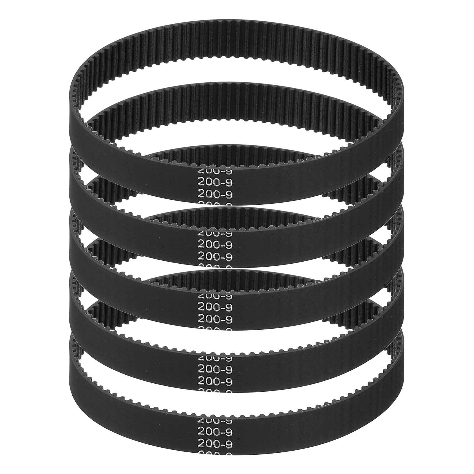 200mm GT-2 Timing Belt, 5pcs 9mm Width 2mm Pitch 3D Printing Closed Loop, Black
