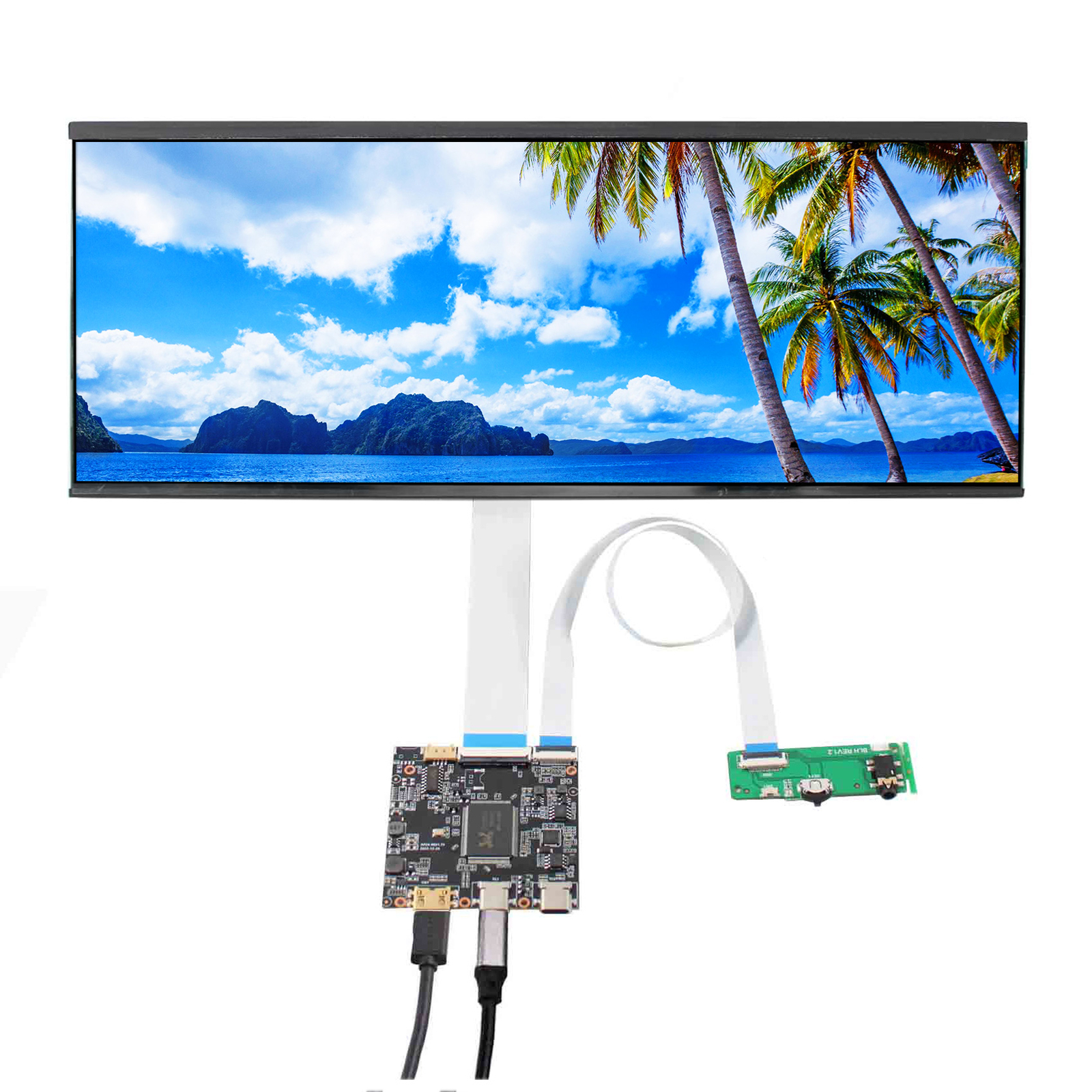 HD USB-C Type C LCD Controller Board With 12.3 inch 2400X900 2K IPS LCD Screen