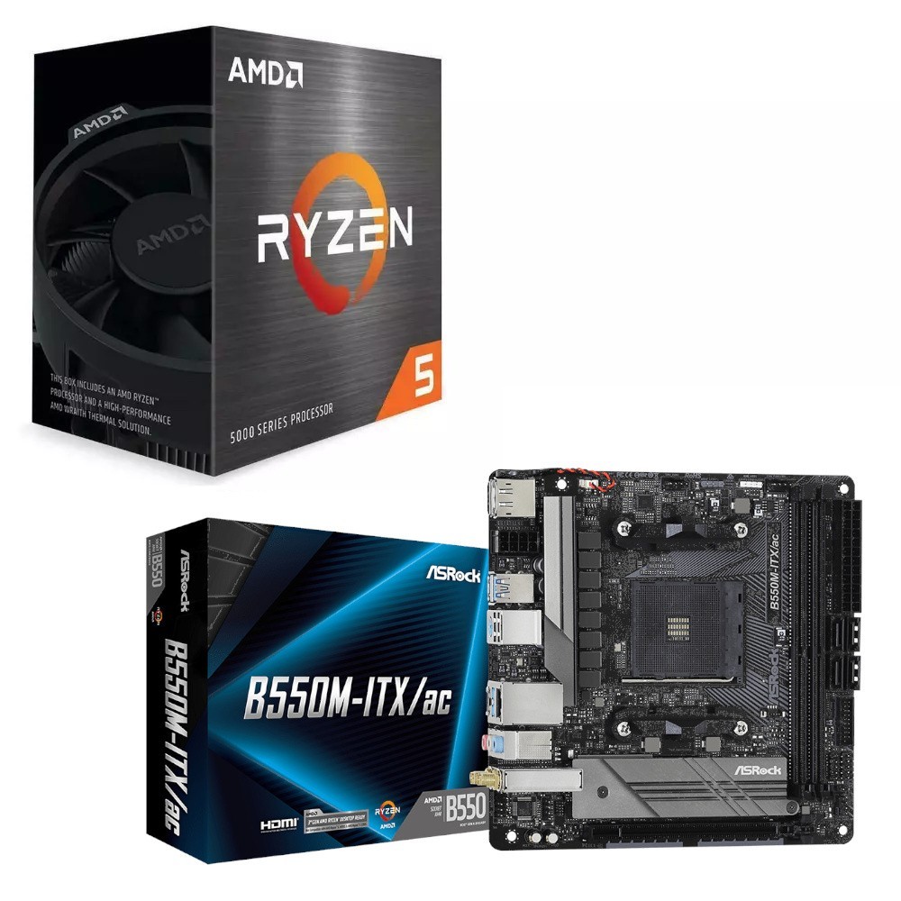 🔥 AMD Ryzen 5 5500 6-Core 4.2 GHz CPU + ASRock B550M-ITX/ac Motherboard 🔥