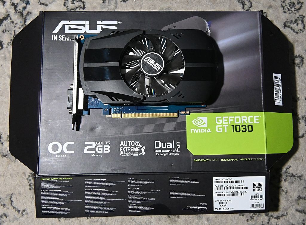Asus NVIDIA GeForce GT 1030 2GB GDDR5 Graphics Card PH-GT1030-02G
