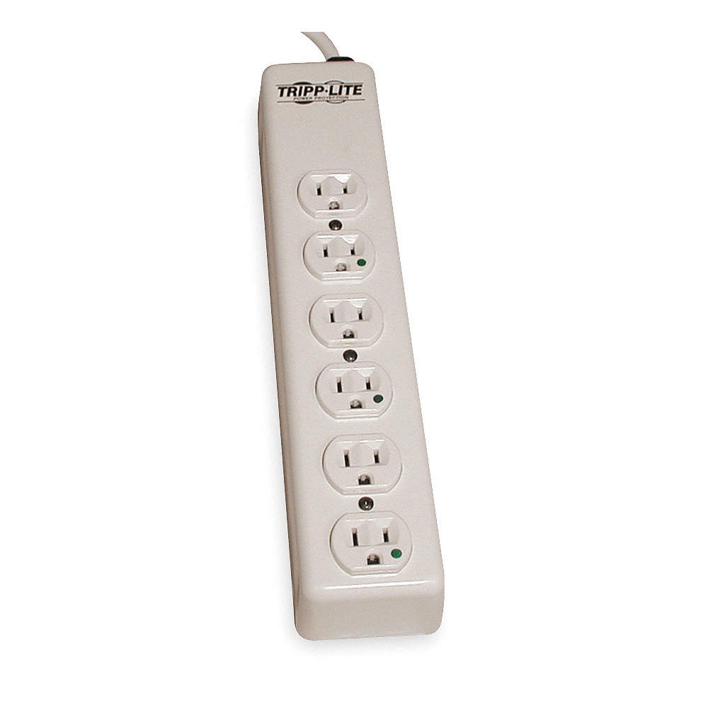 TRIPP LITE PS-615-HG Outlet Strip,6 Outlet,15A,13-3/4" L,Wht 3TA14