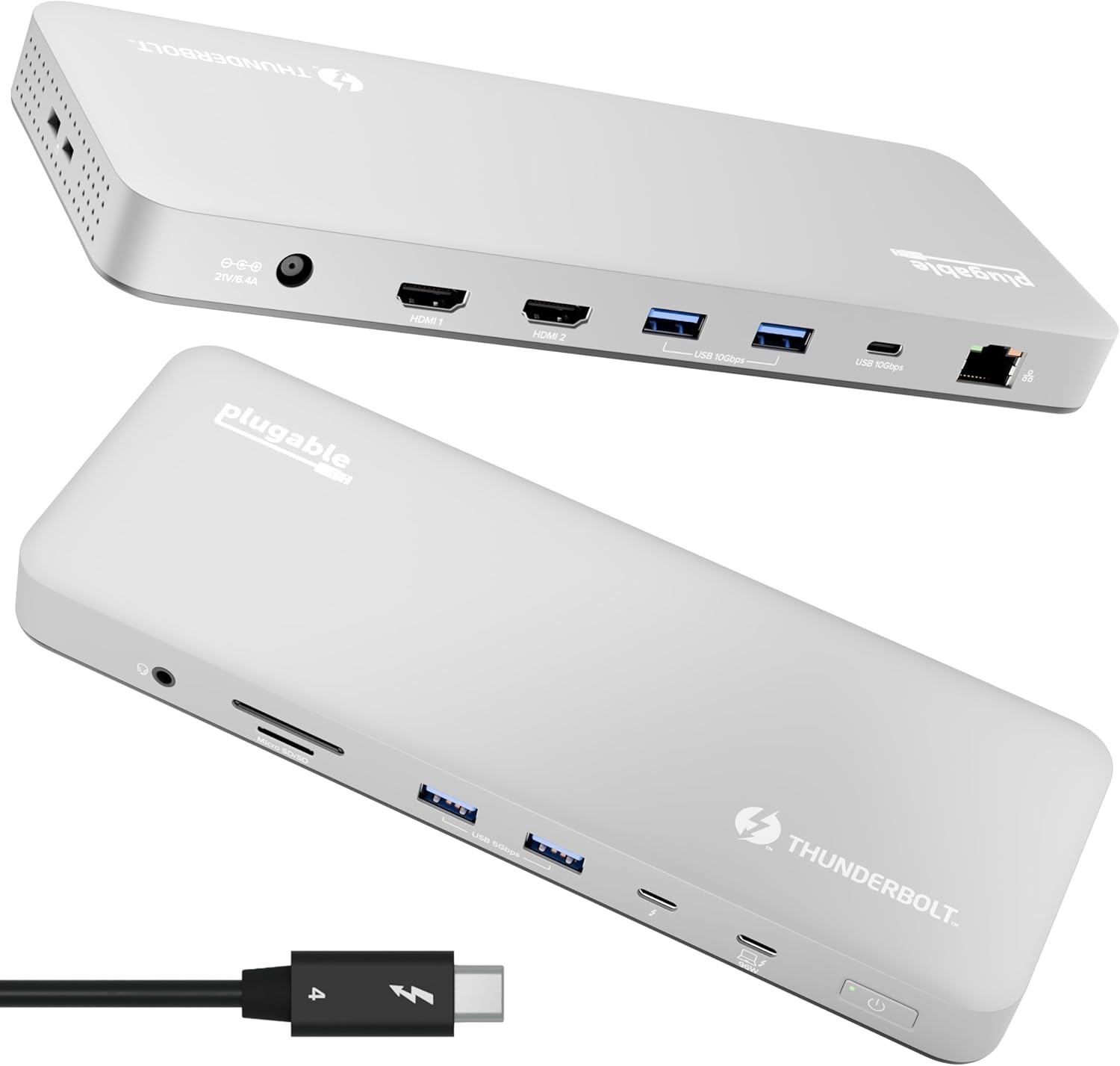 Plugable TBT-UDM Premium Thunderbolt 4 - Laptop  Docking Station - Space Gray