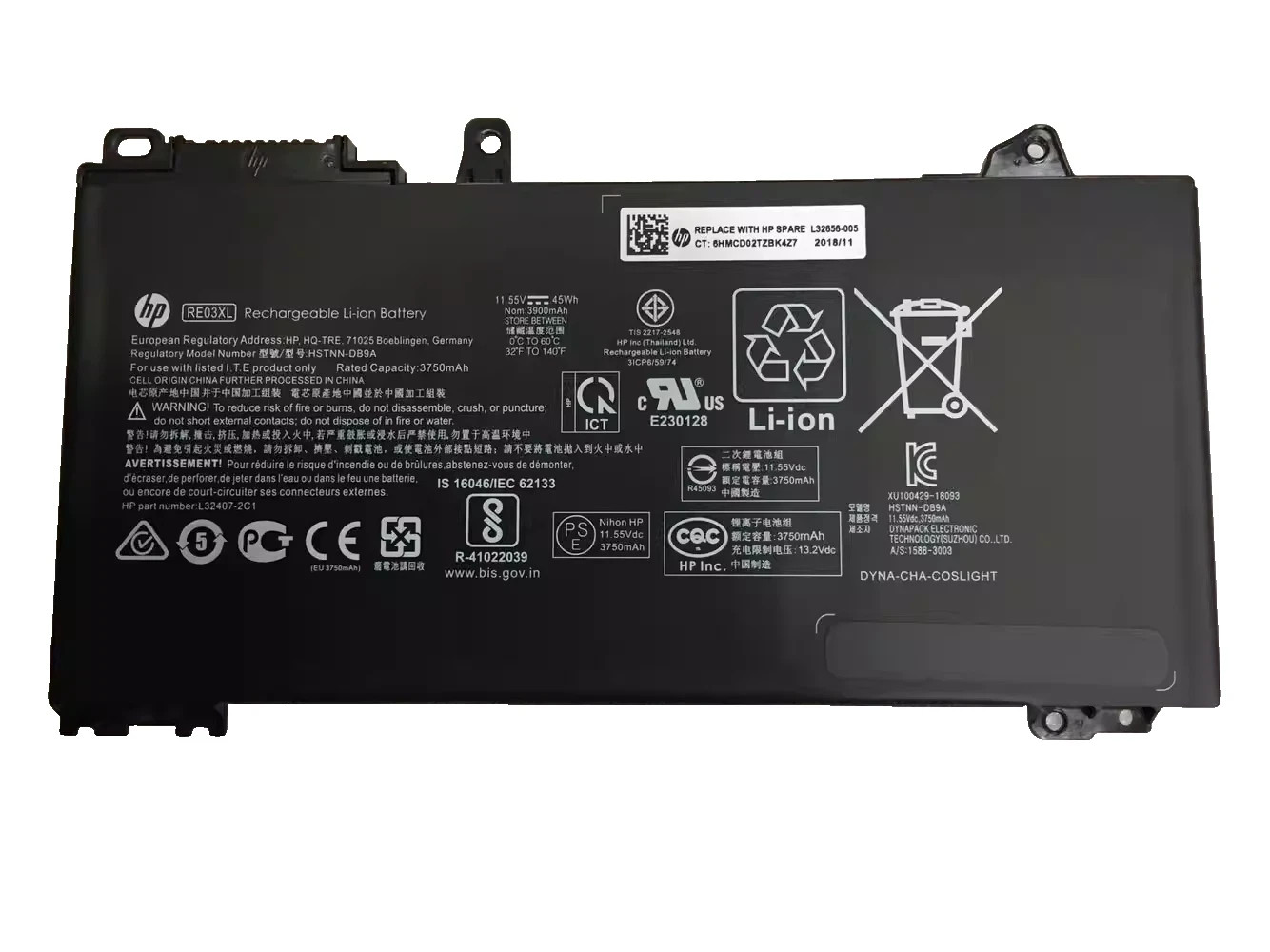 OEM 45Wh 11.55V RE03XL Battery For HP ZHAN 66 Pro 13 14 15 G2 Series L32656-005