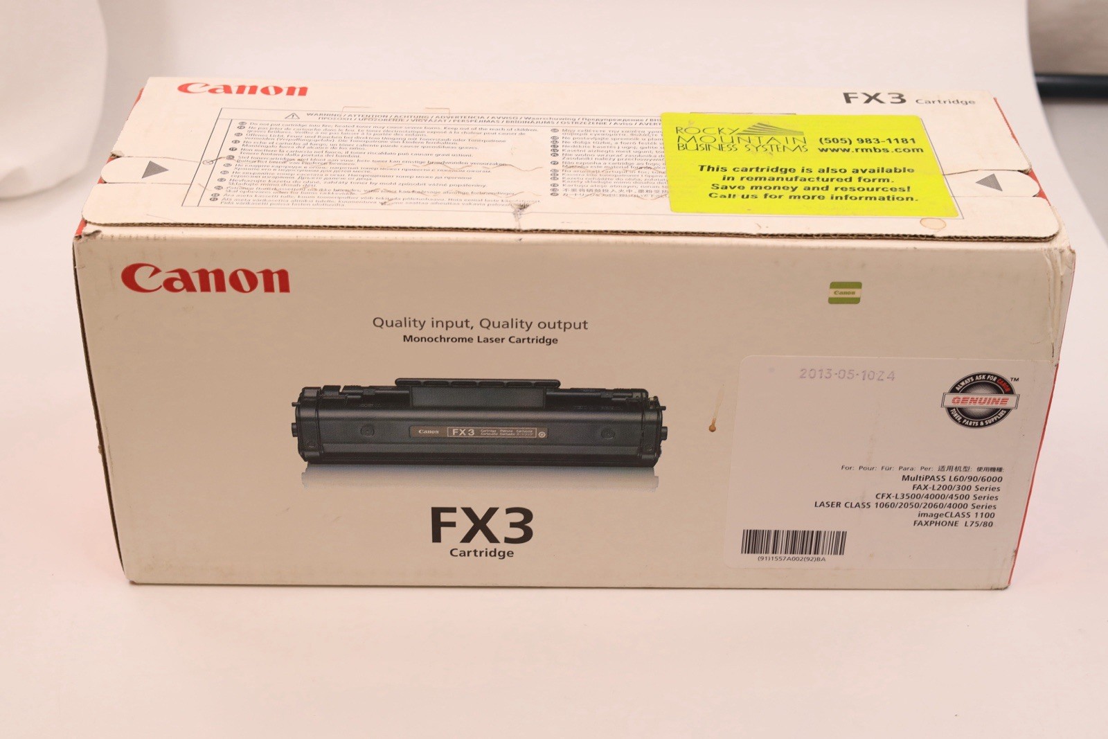 Canon FX3 Black Toner Cartridge Genuine OEM 1557A002BA New