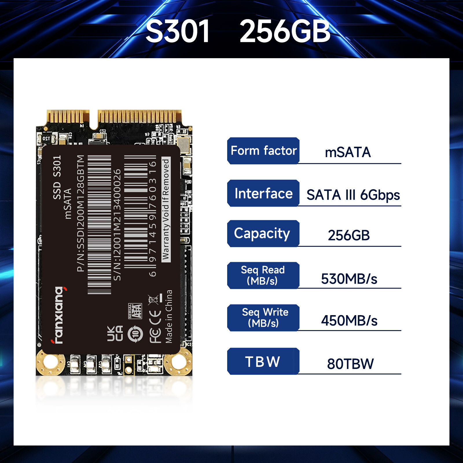 Fanxiang 256GB mSATA SSD Internal Solid State Drive 6Gb/s For PC/ Laptop 500MB/S