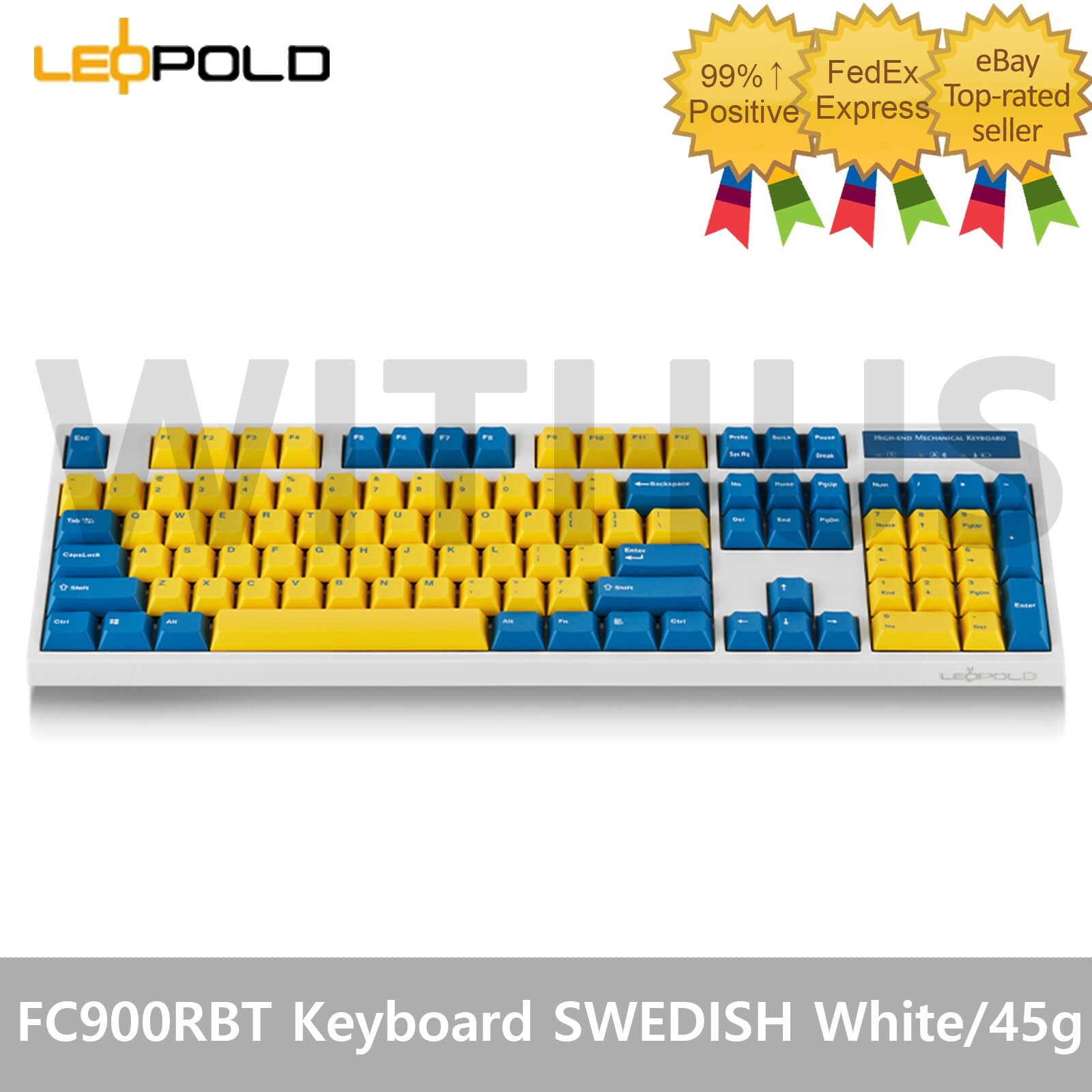 Leopold FC900RBT High-End Mechanical Bluetooth Keyboard SWEDISH White/45g-Red =