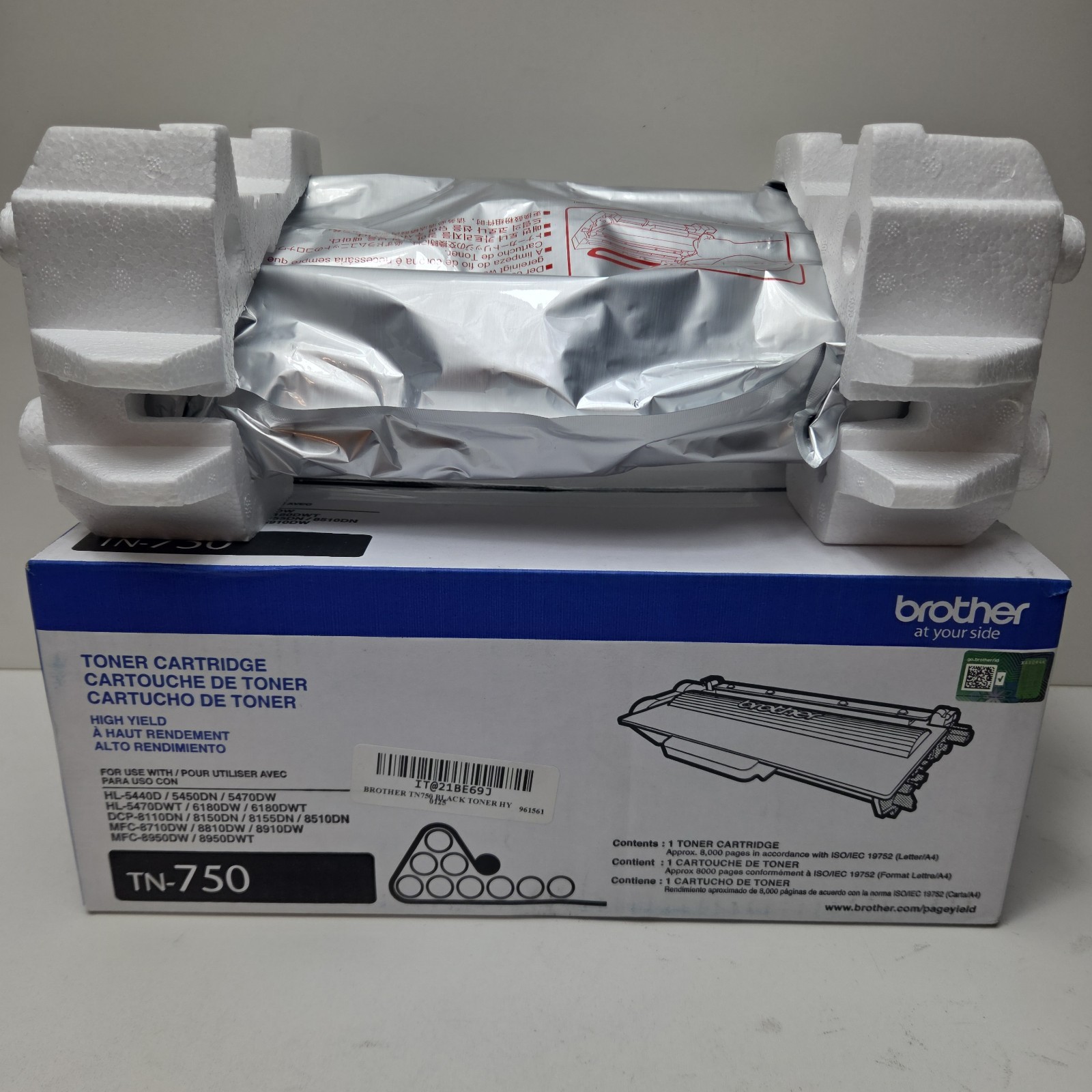 GENUINE - BROTHER TN-750 HIGH-YIELD BLACK TONER - OPEN BAG