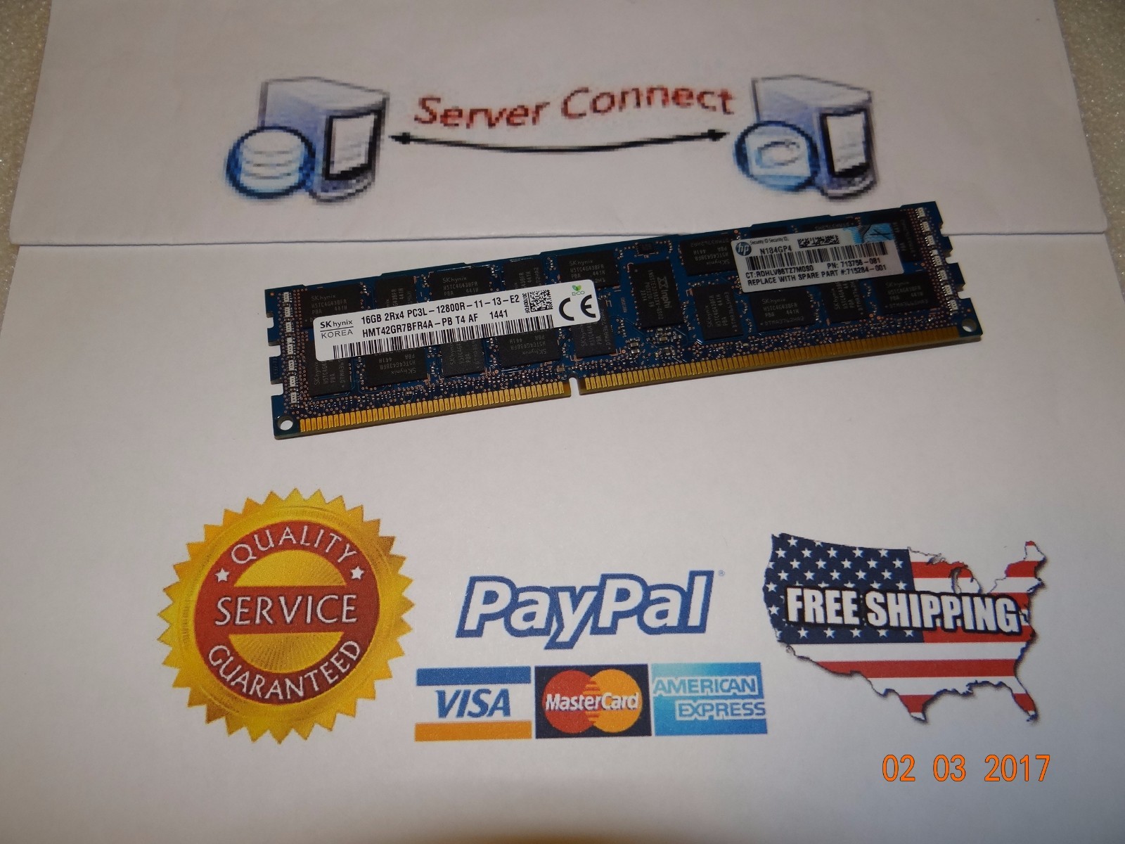 -- new bulk-- HP 16GB 713985-b21  PC3-12800 1600MHz 2RX4 715284-001 713756-081 