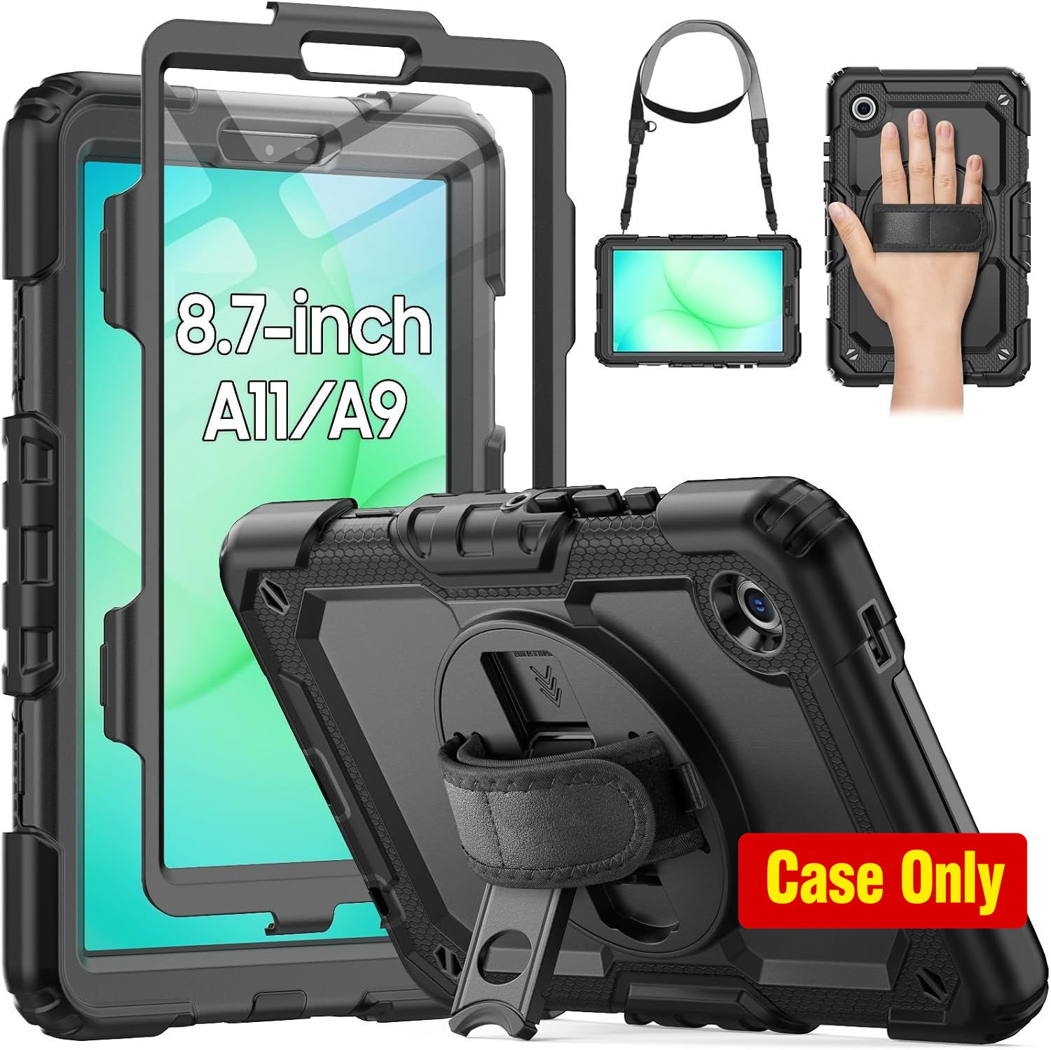 Case for Samsung Galaxy Tab A9 8.7 Inch, Protective with Screen Protector, Shock