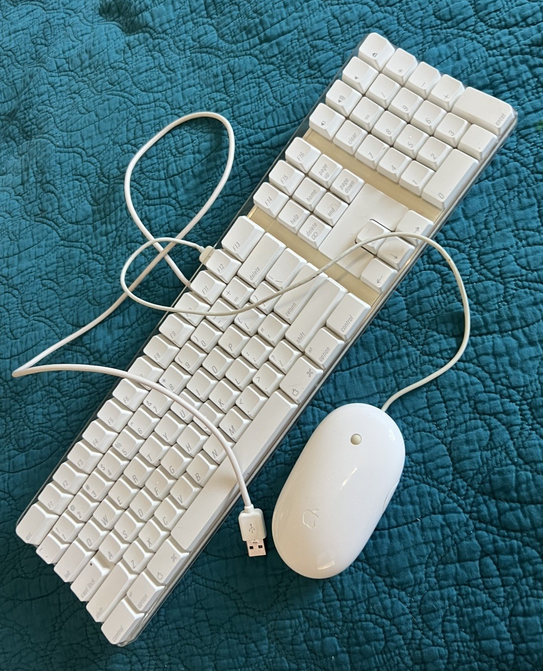 Genuine & Vintage Apple A1048 Keyboard and Apple A1152 Mighty Mouse  - White