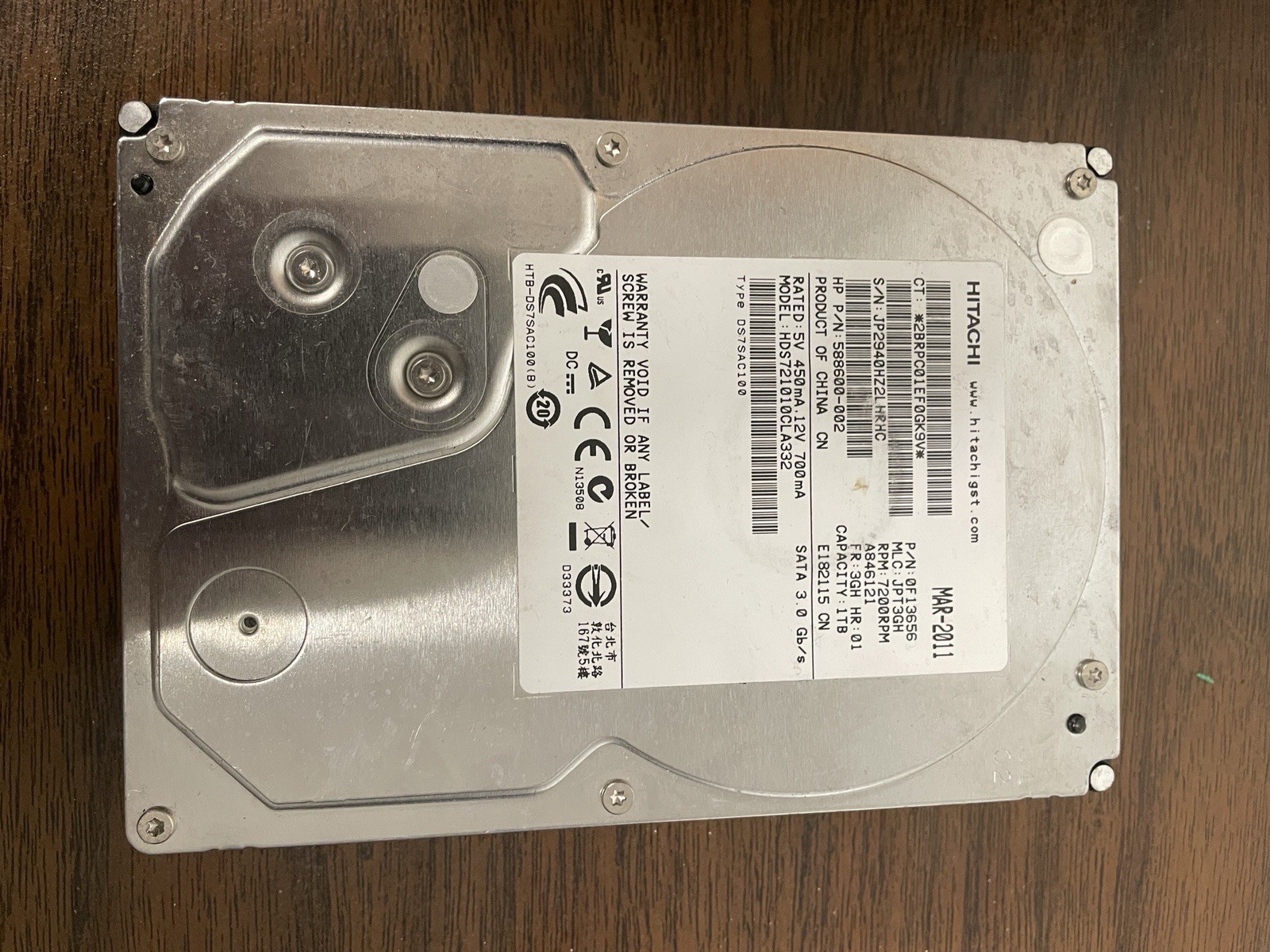 HITACHI DESKSTAR 1TB 3.5" SATA 7200RPM HARD DISK HDD 0F13656 Clean Used Tested
