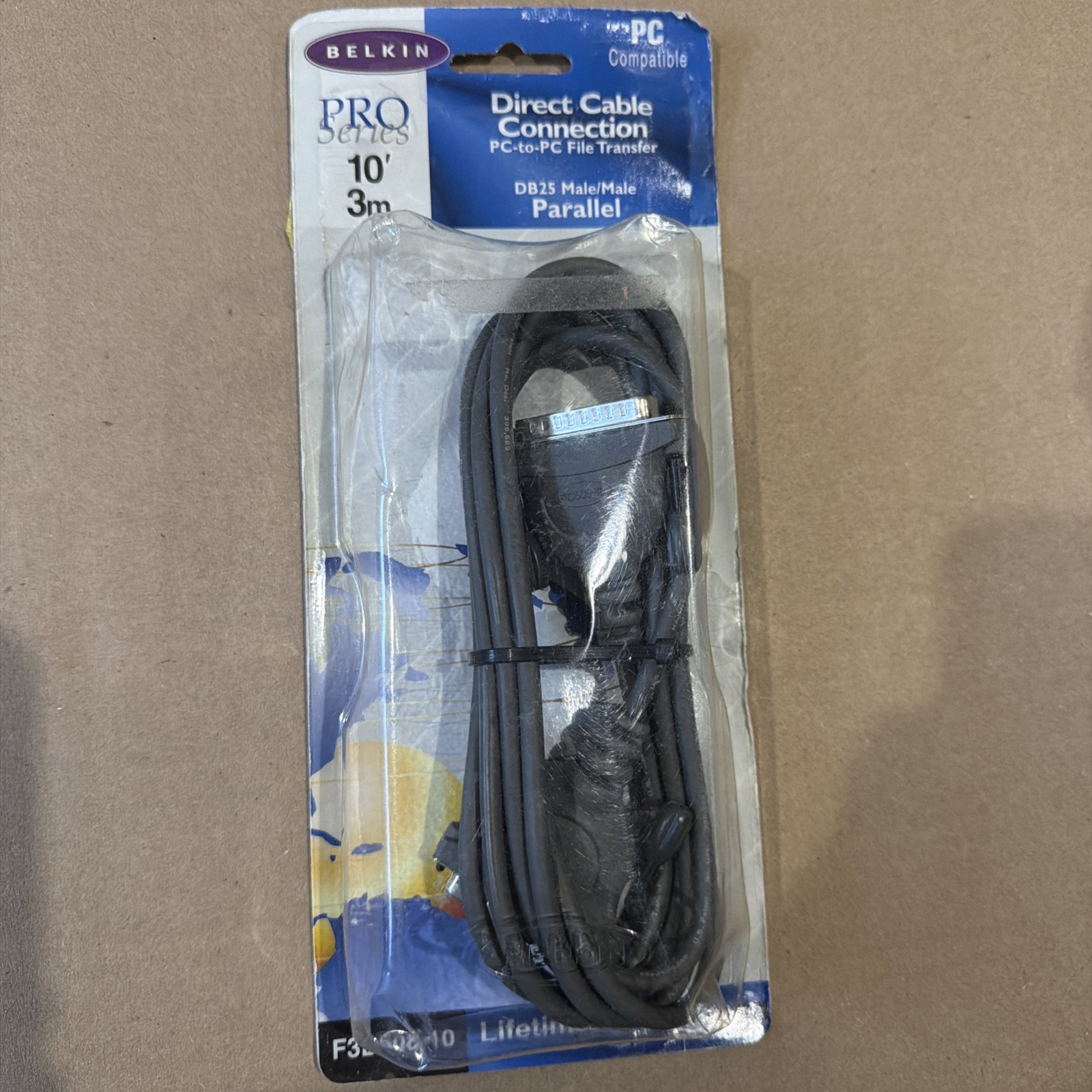 Belkin 10' Pro Series Direct Cable PC File Transfer DB25 Male/Male Parallel New