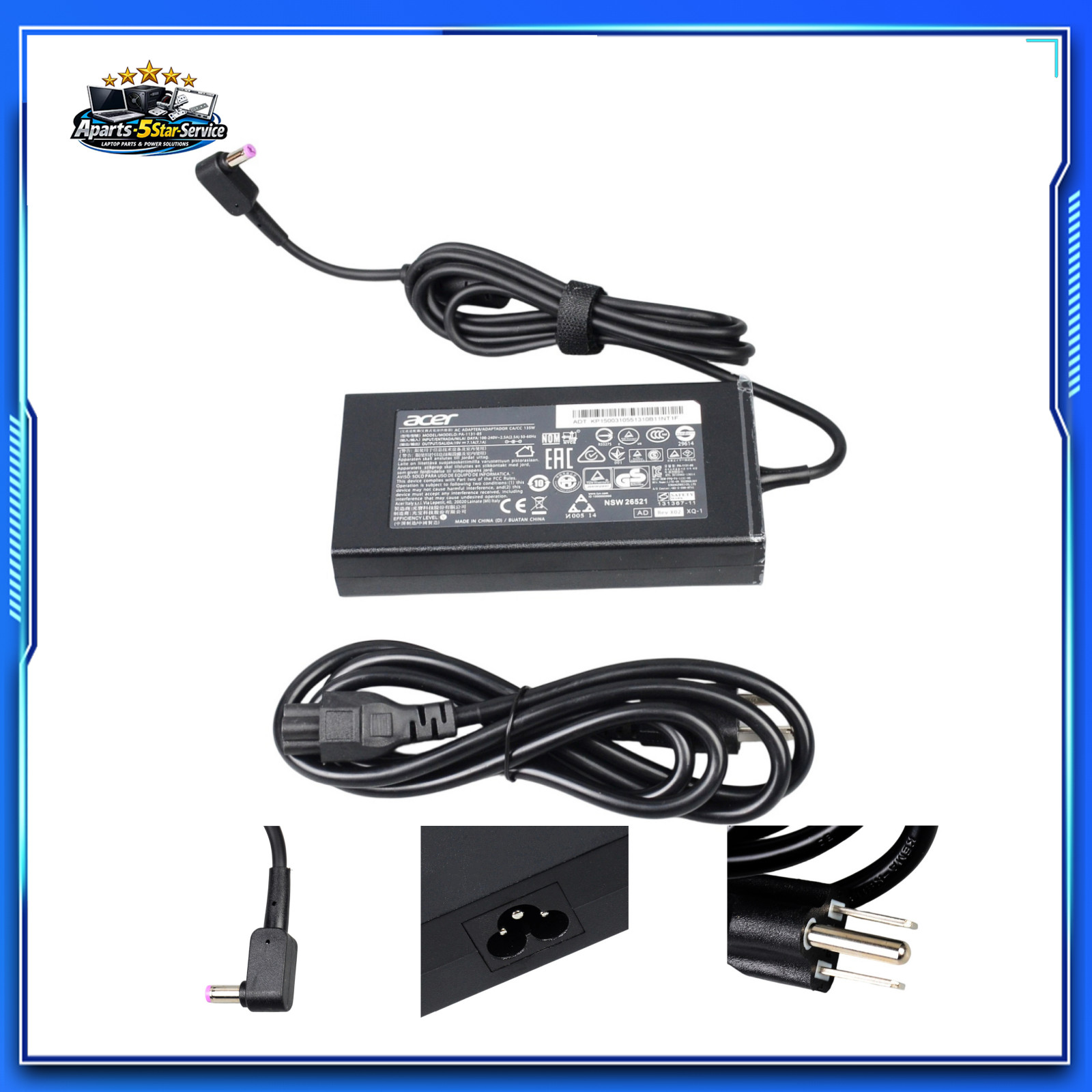 135W AC Power Adapter for Acer Aspire VN7-592 VN7-592G ADP-135KB T 5.5x1.7mm