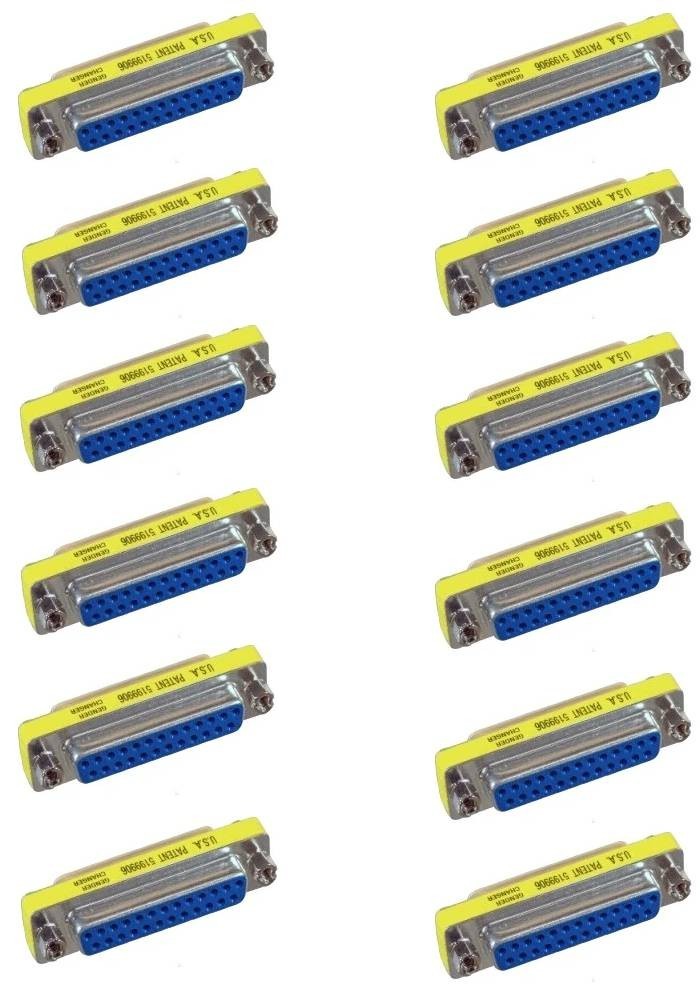 12x 25 Pin D-SUB DB25 Female to Female Mini Gender Changer F/F Coupler Adapter