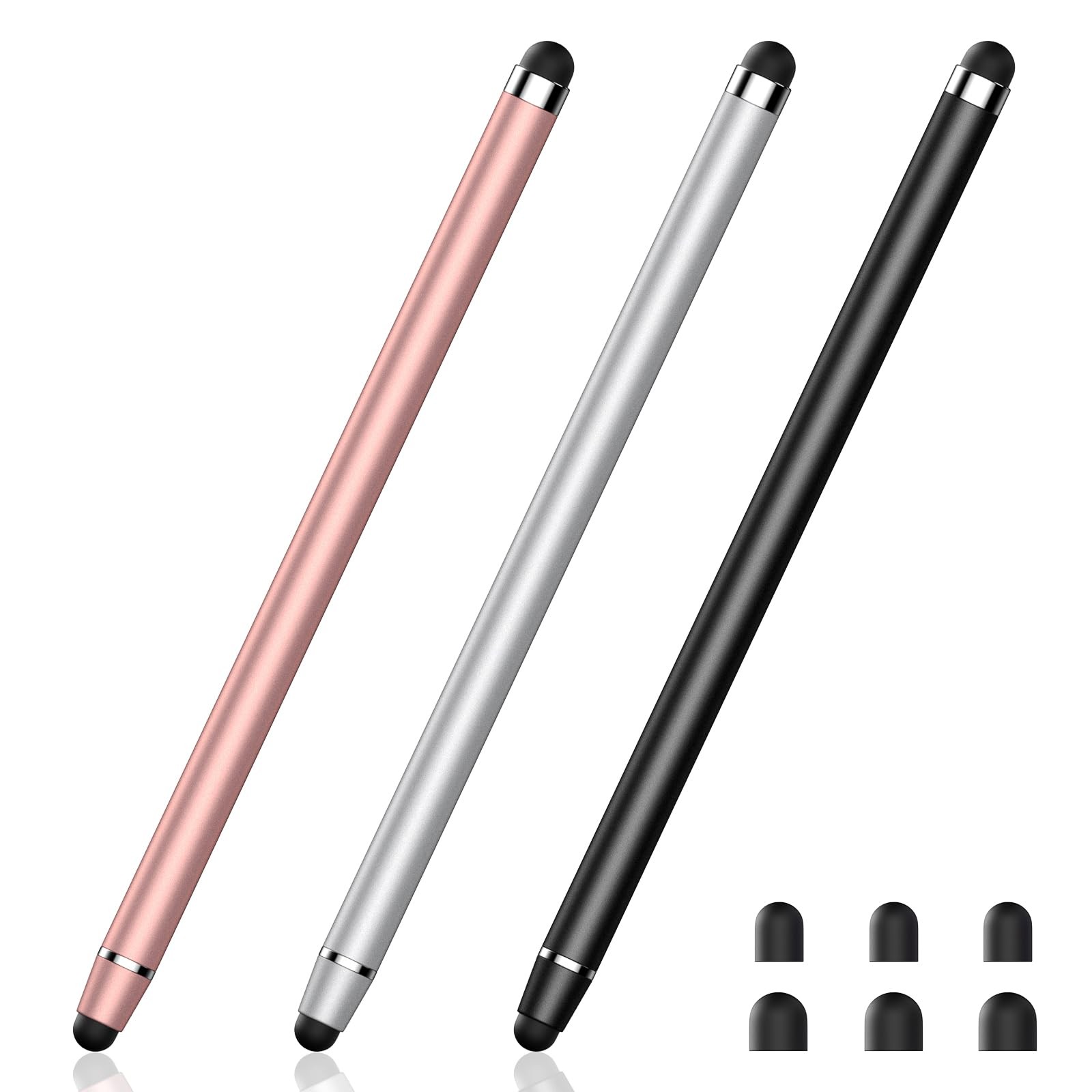 YITIAOXIAOYU 3 PCS Stylus Pen for Touchscreen,2-in-1 Rose Gold/Silver/Black 