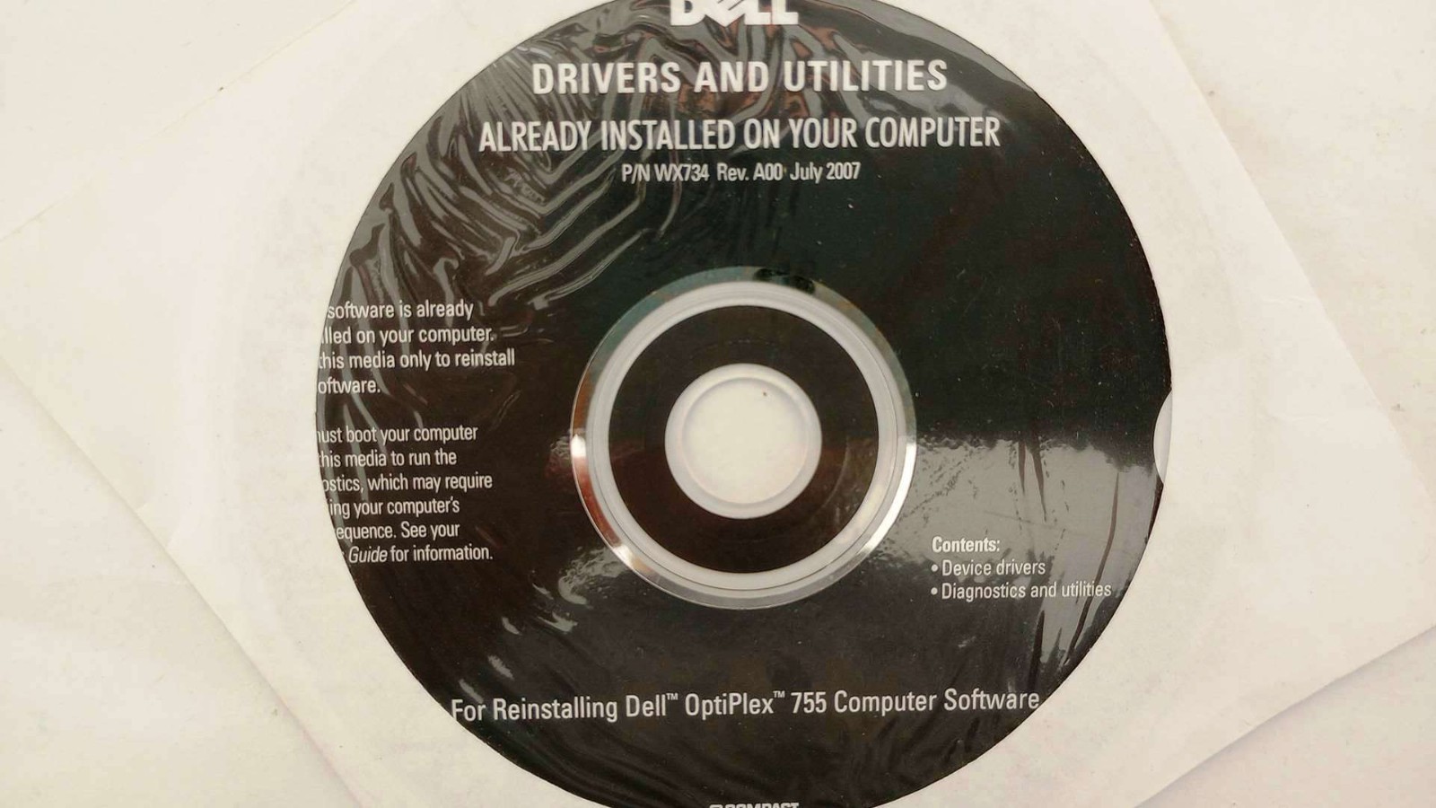 Dell OptiPlex 755 Drivers & Utilities CD PowerDVD 7.0 w/ License