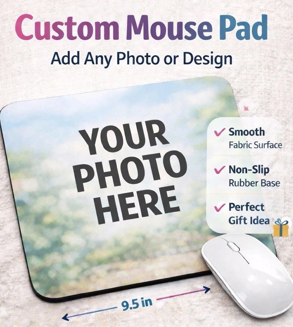 Personalized Mouse Pad Custom Photo Desk Mat | 9.5x7.9 Inches