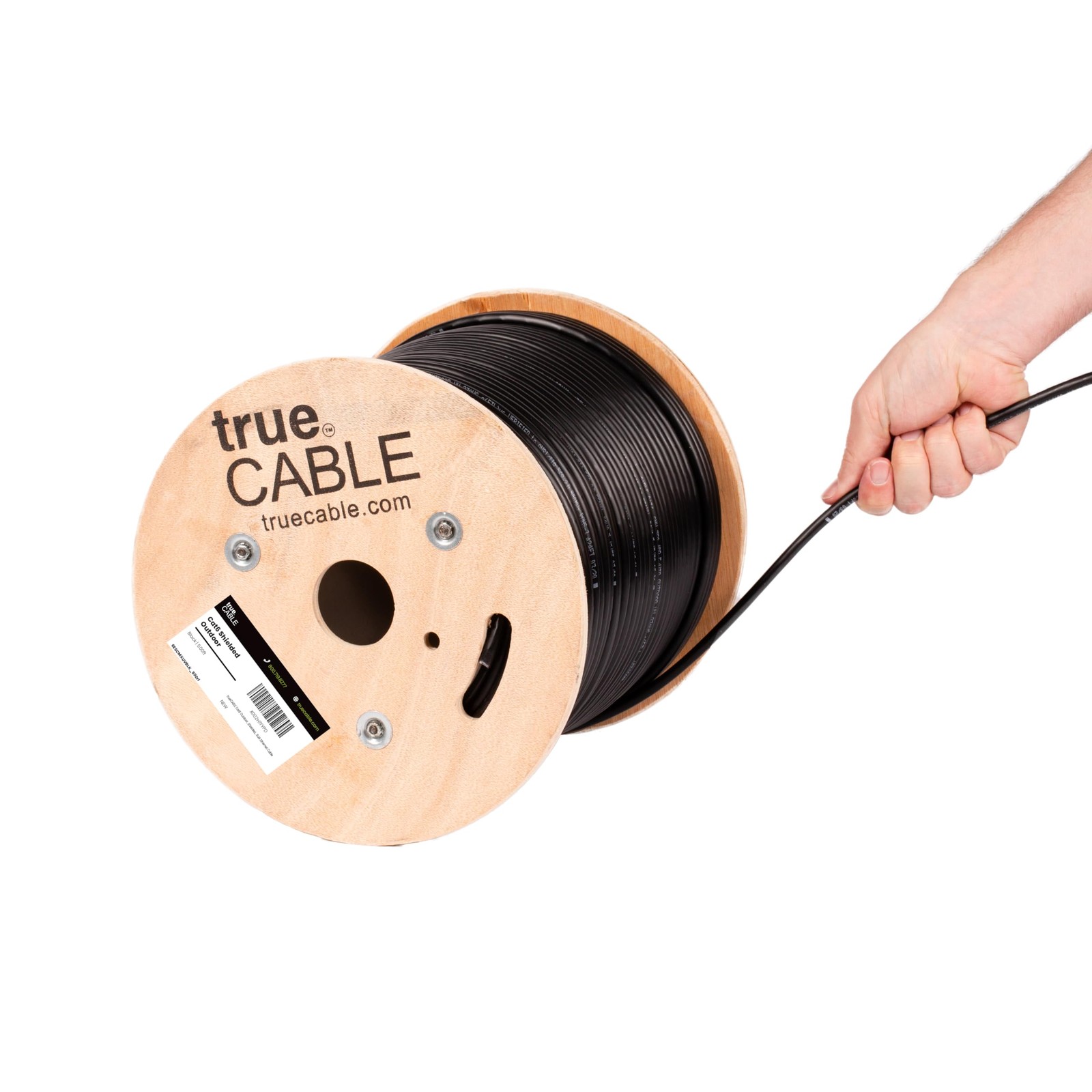 trueCABLE Cat6 Outdoor, Shielded 500ft, UV Resistant, Aerial Rated, Black, 23AWG