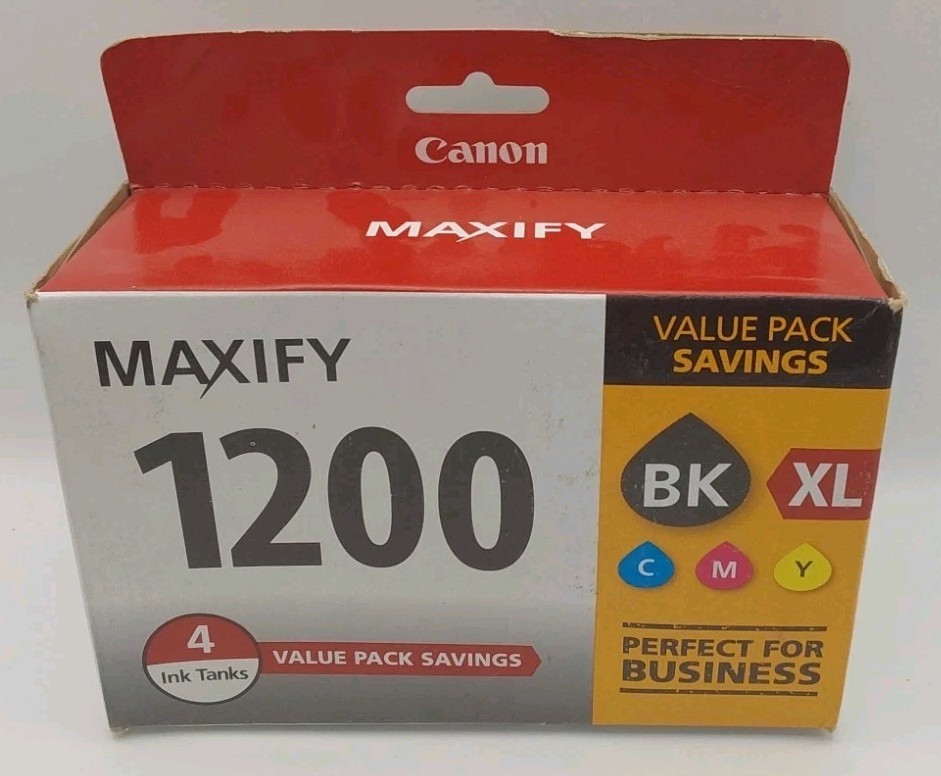 Genuine Canon PGI-1200XL Black Cyan Magenta Yellow 4PK Ink Cartridges New K