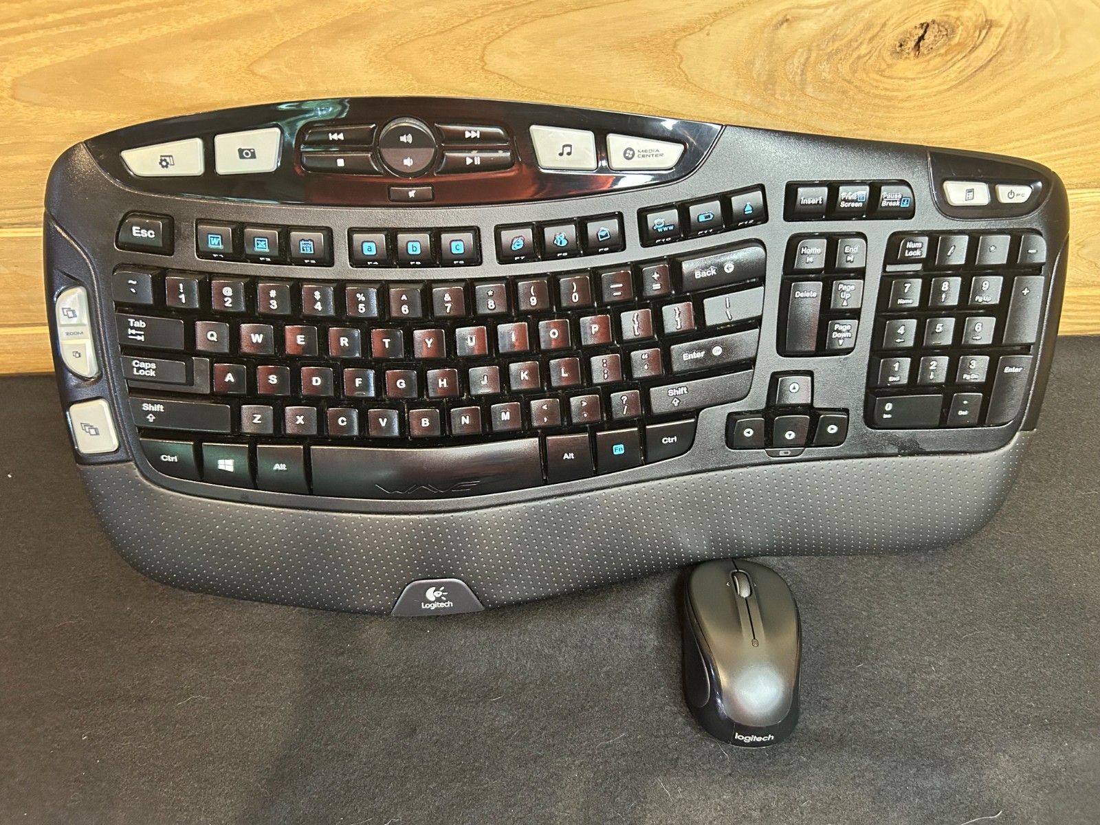 Logitech K350 Wave Wireless Ergonomic Keyboard M325S Mouse USB Dongle Tested A+